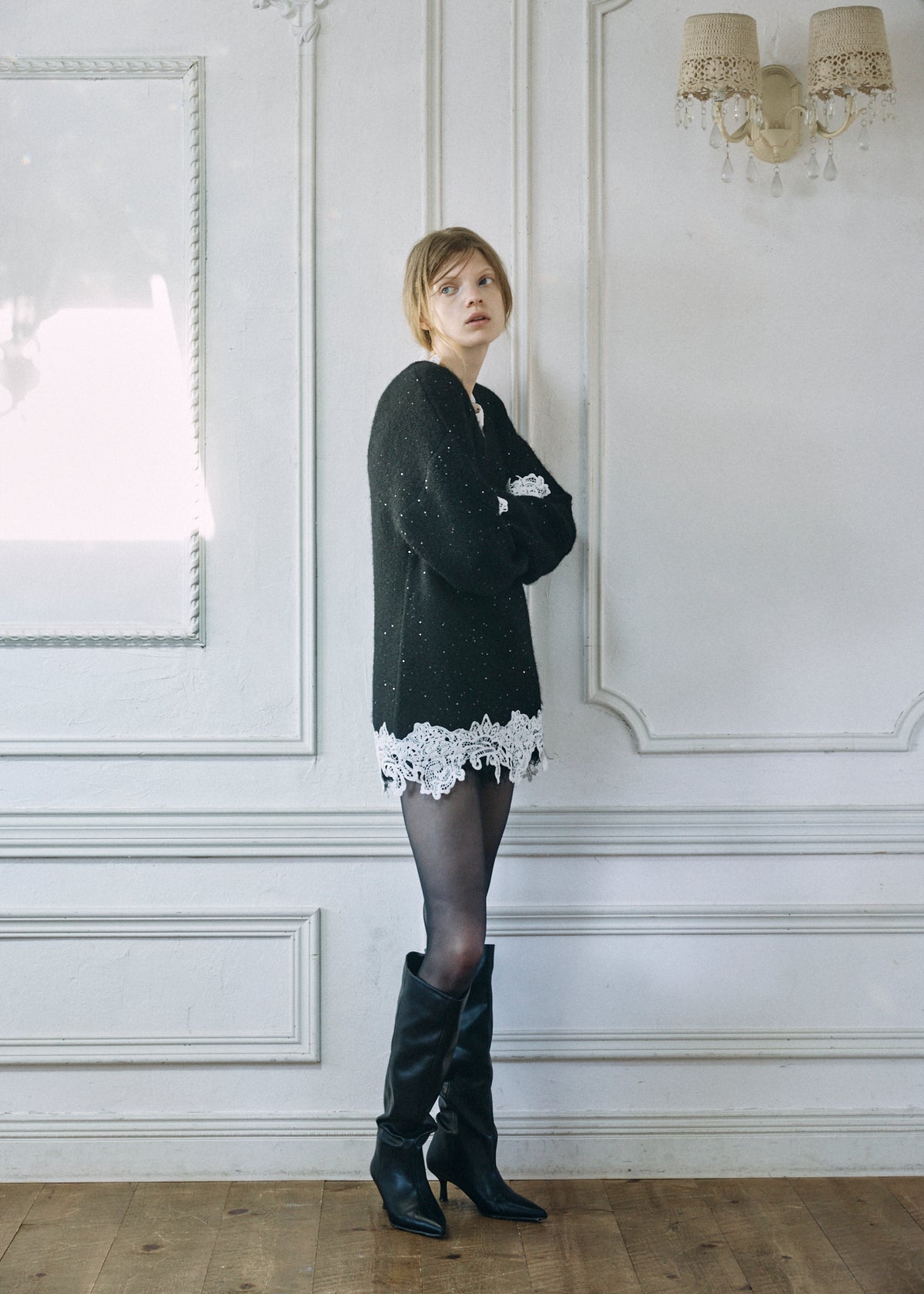 【予約商品】Lace Sparkle Oversized Knit