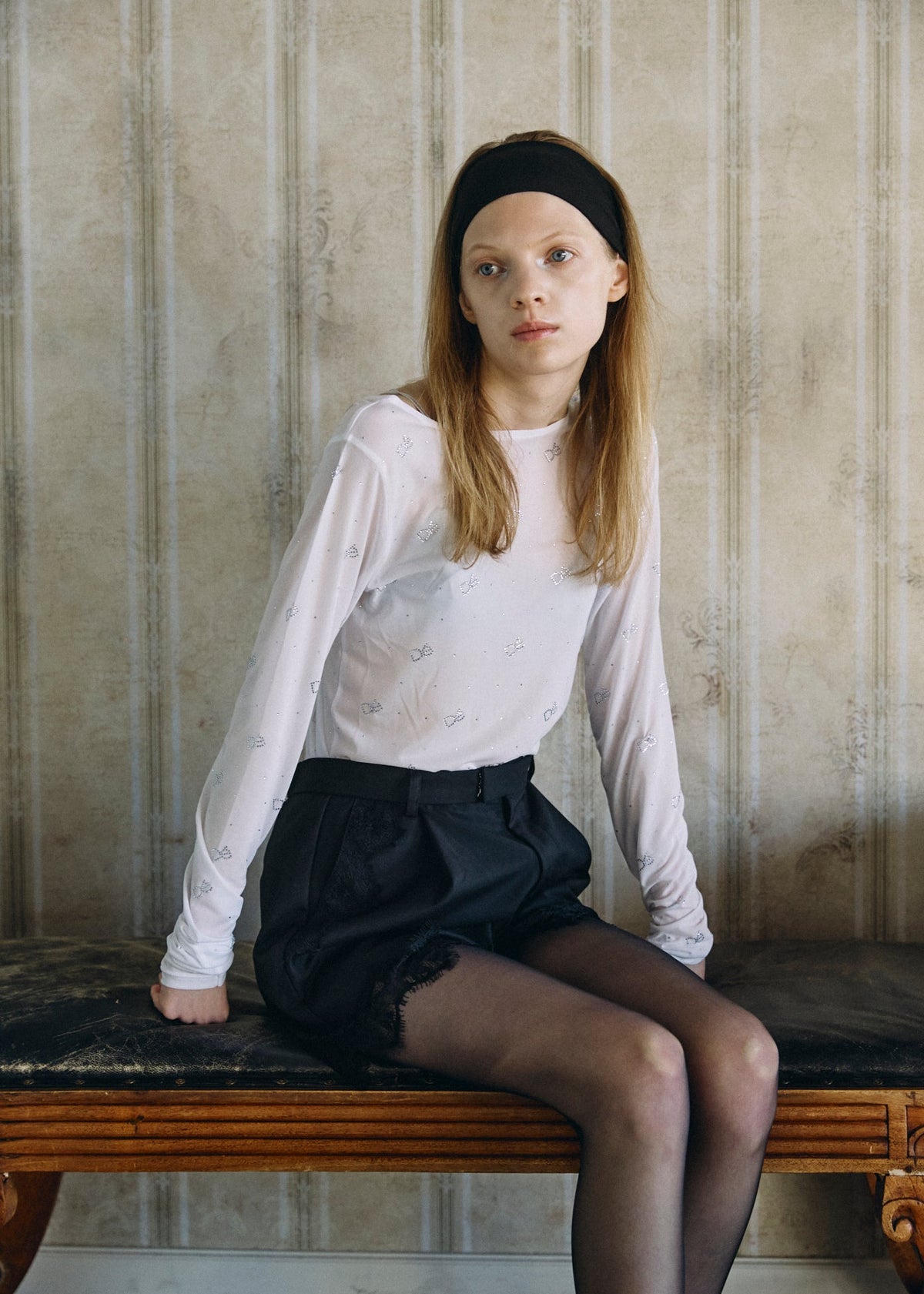 Crystal Logo Sheer Top