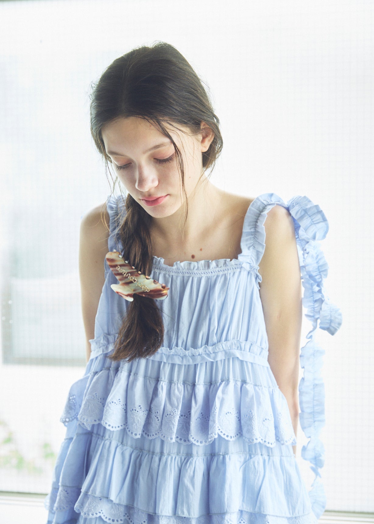 Cotton Tiered Scallop Dress