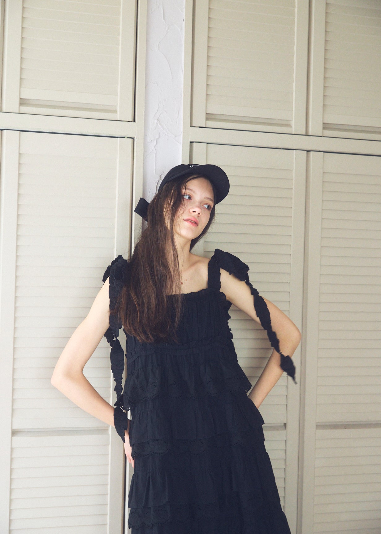 Cotton Tiered Scallop Dress