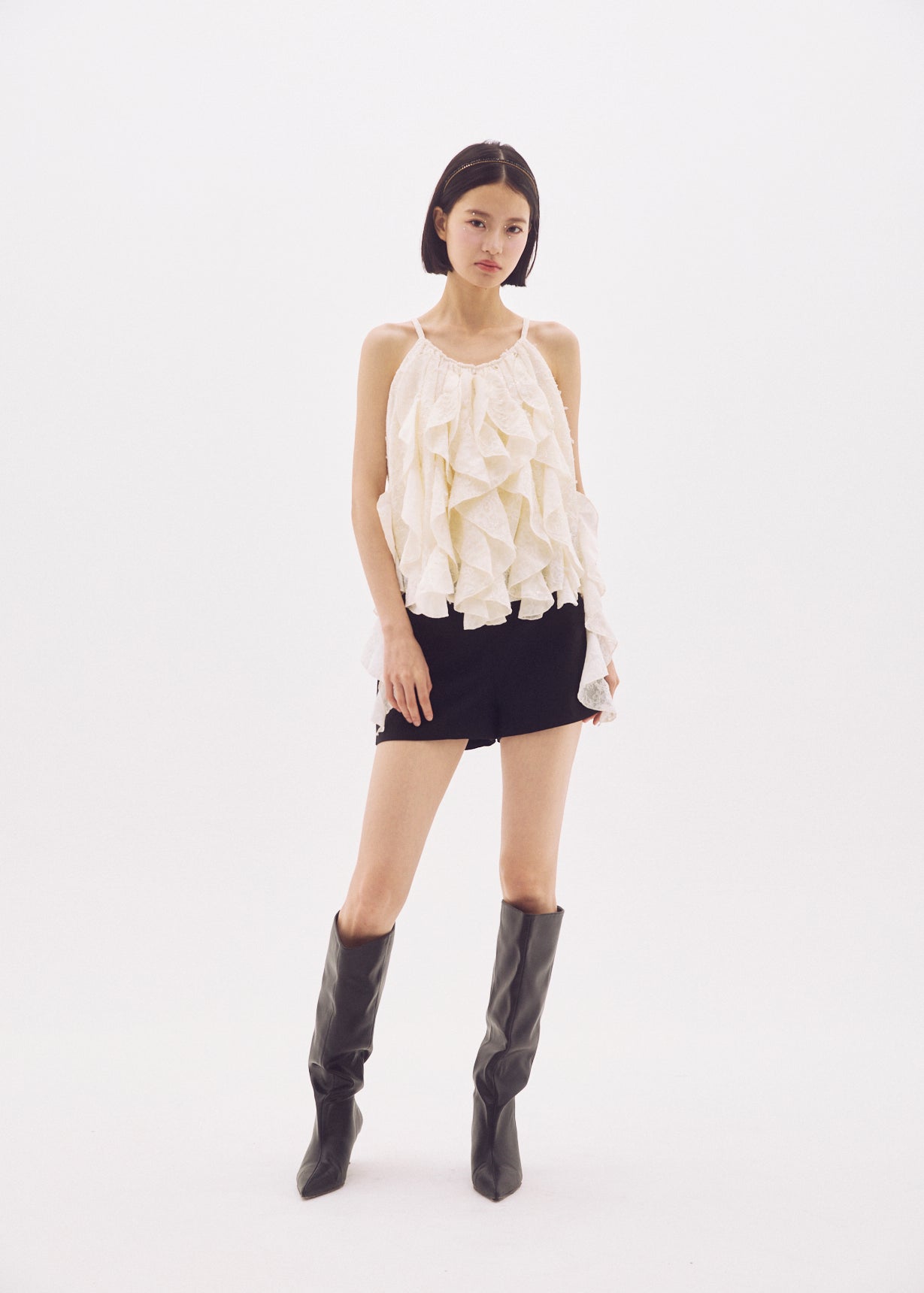 Spangle Lace Ruffle Top