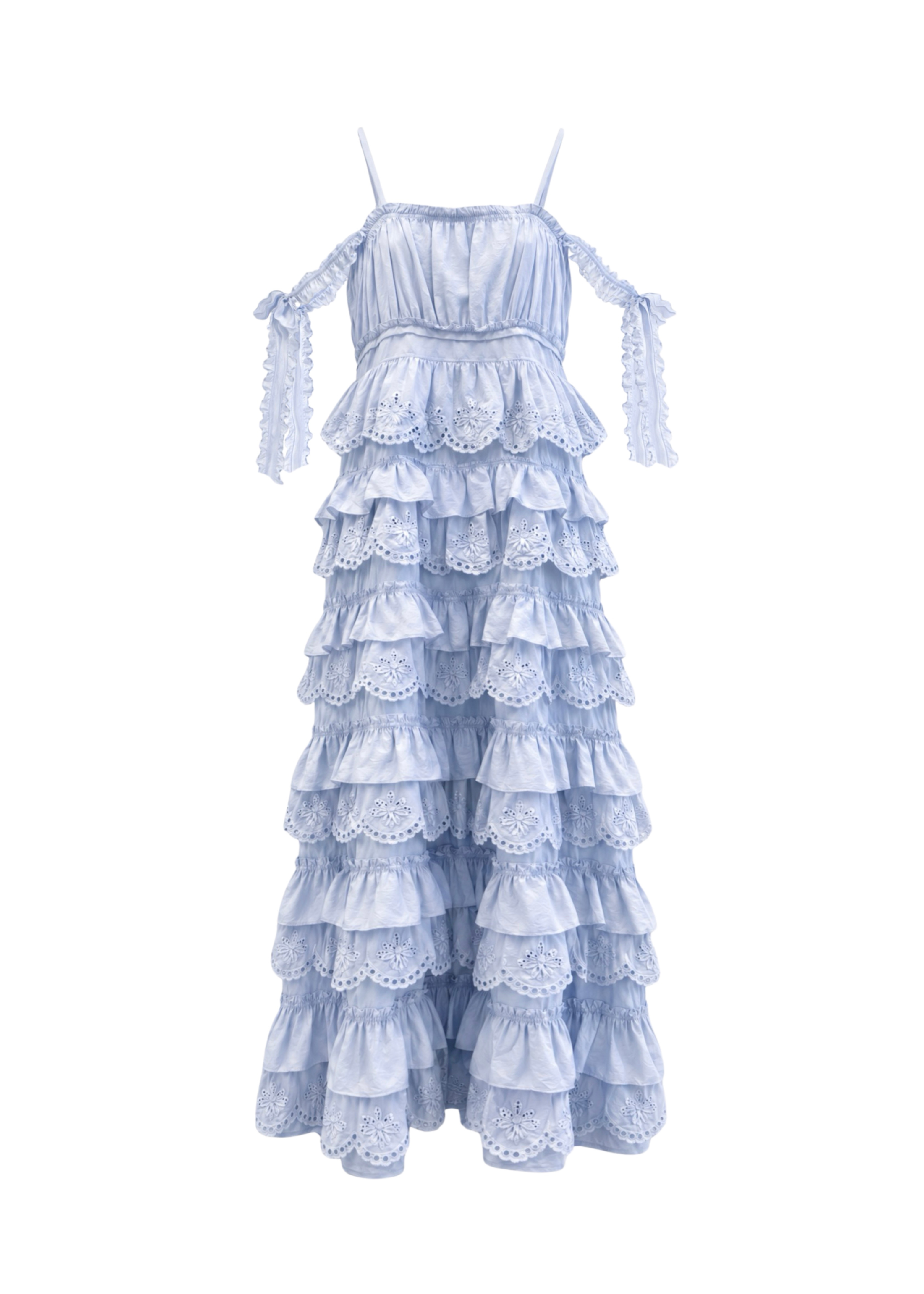 Cotton Tiered Scallop Dress