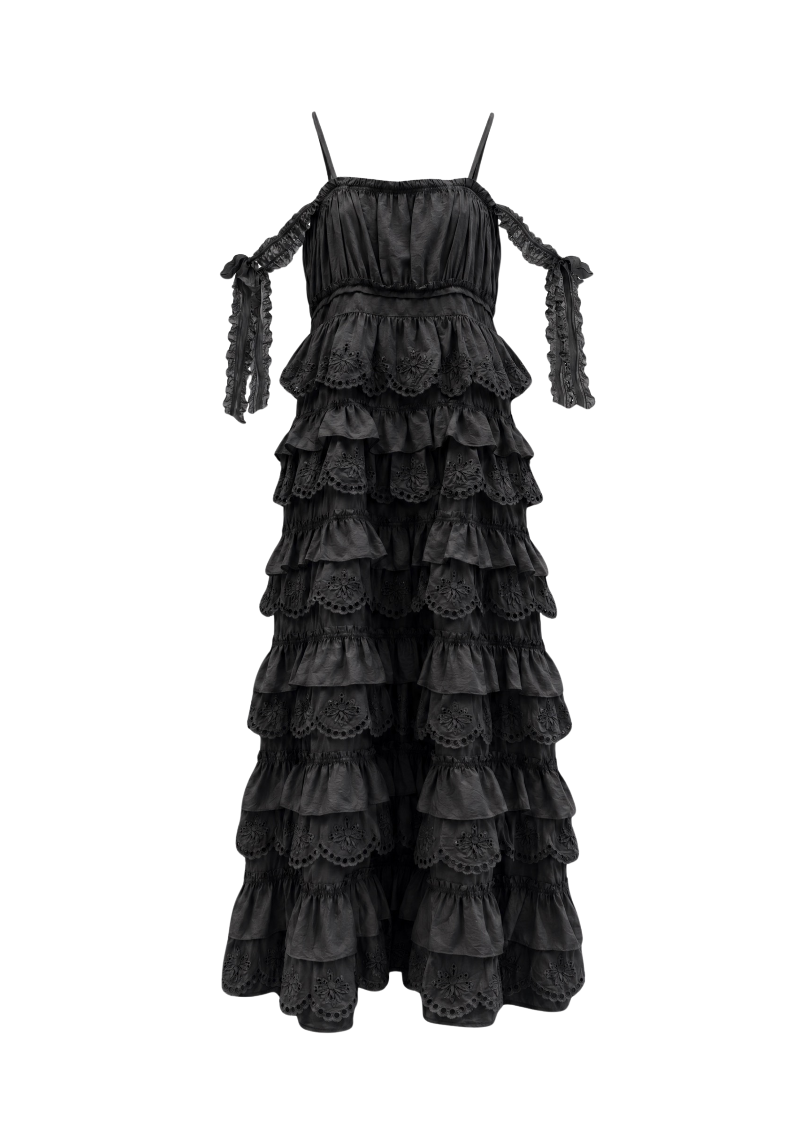 Cotton Tiered Scallop Dress