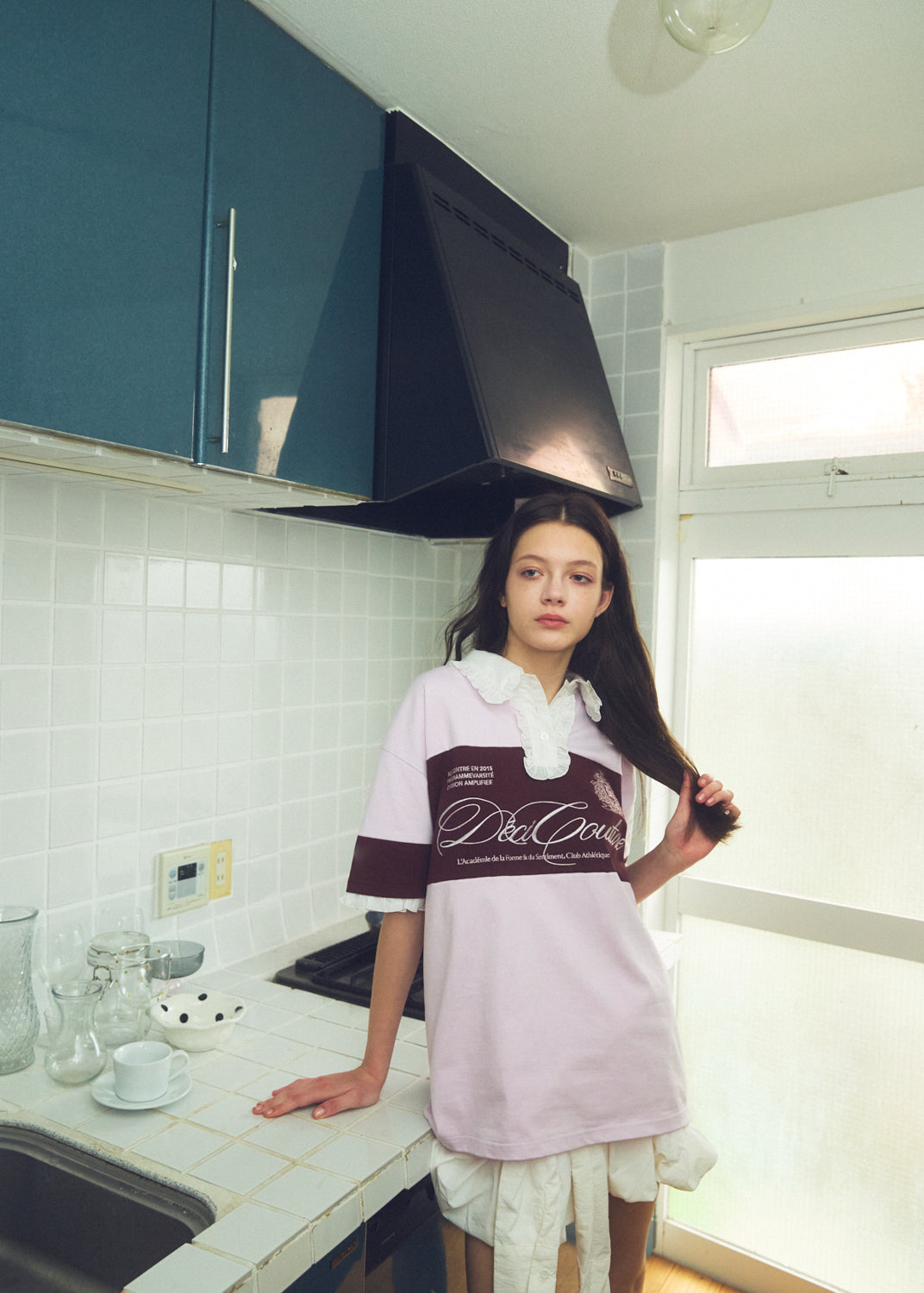 Logo Embroidery Two-Tone Rugby Shirt