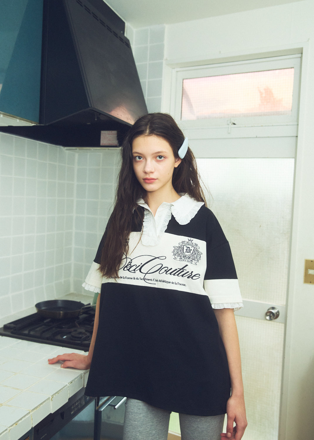 Logo Embroidery Two-Tone Rugby Shirt