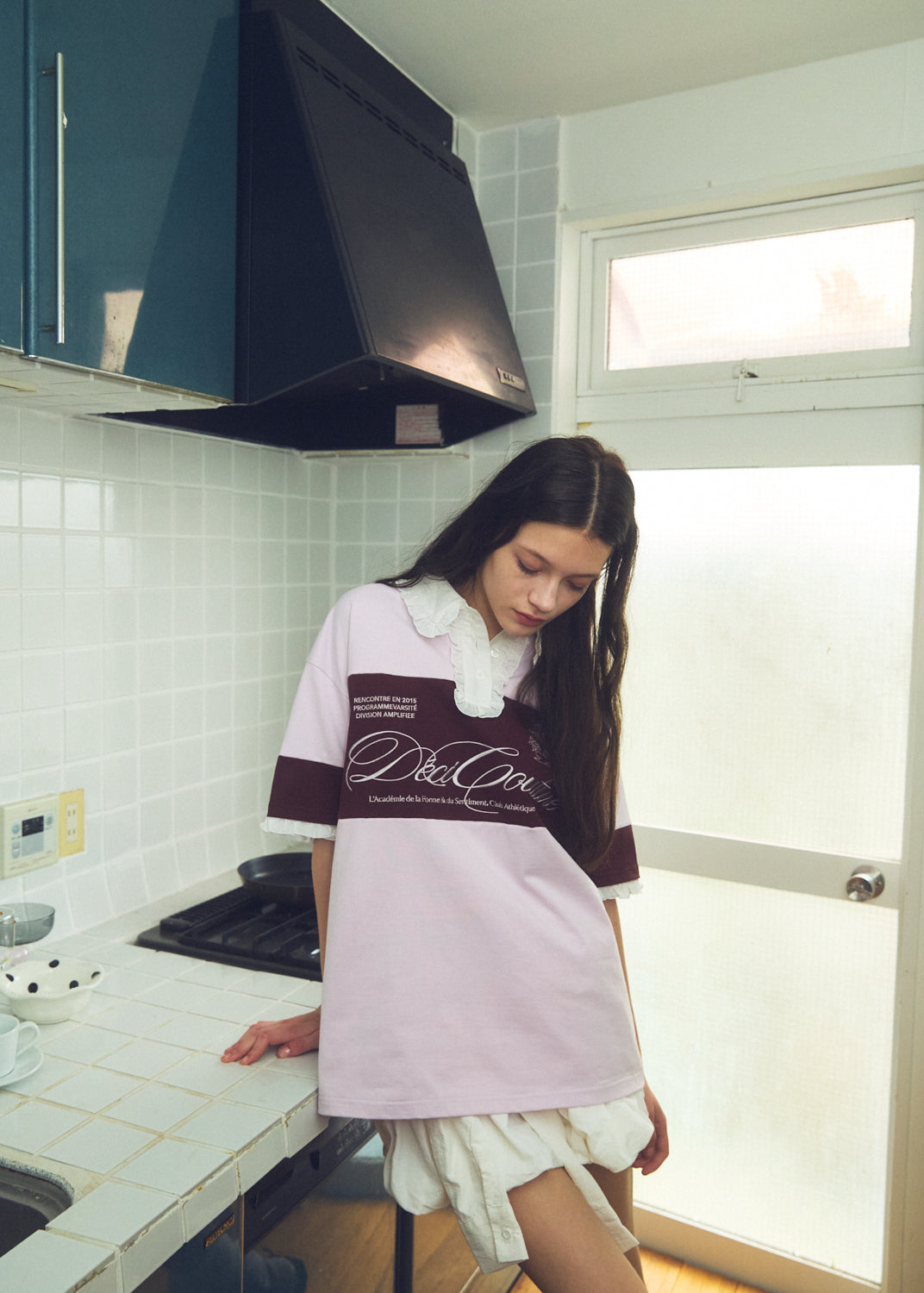 Logo Embroidery Two-Tone Rugby Shirt