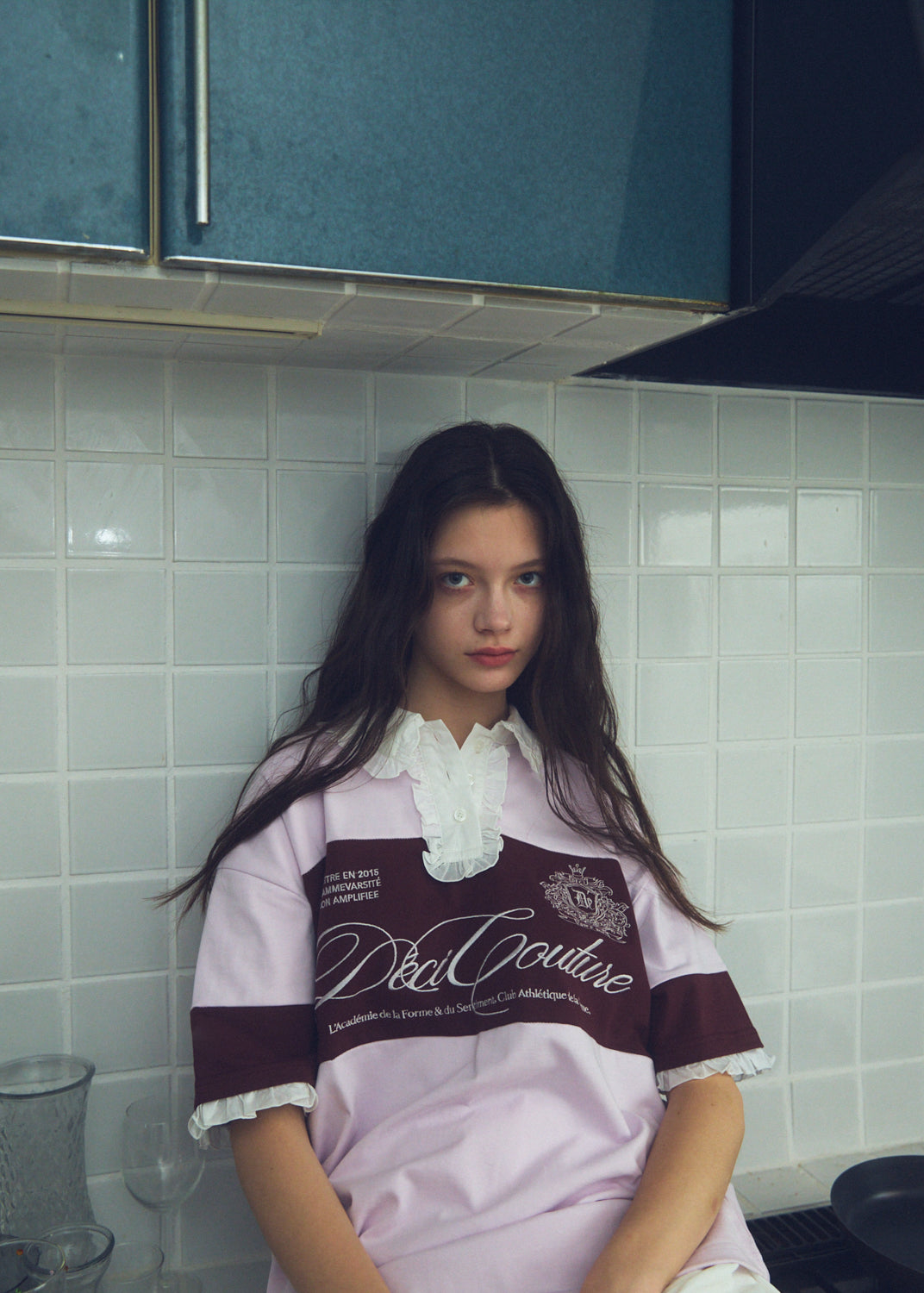 Logo Embroidery Two-Tone Rugby Shirt