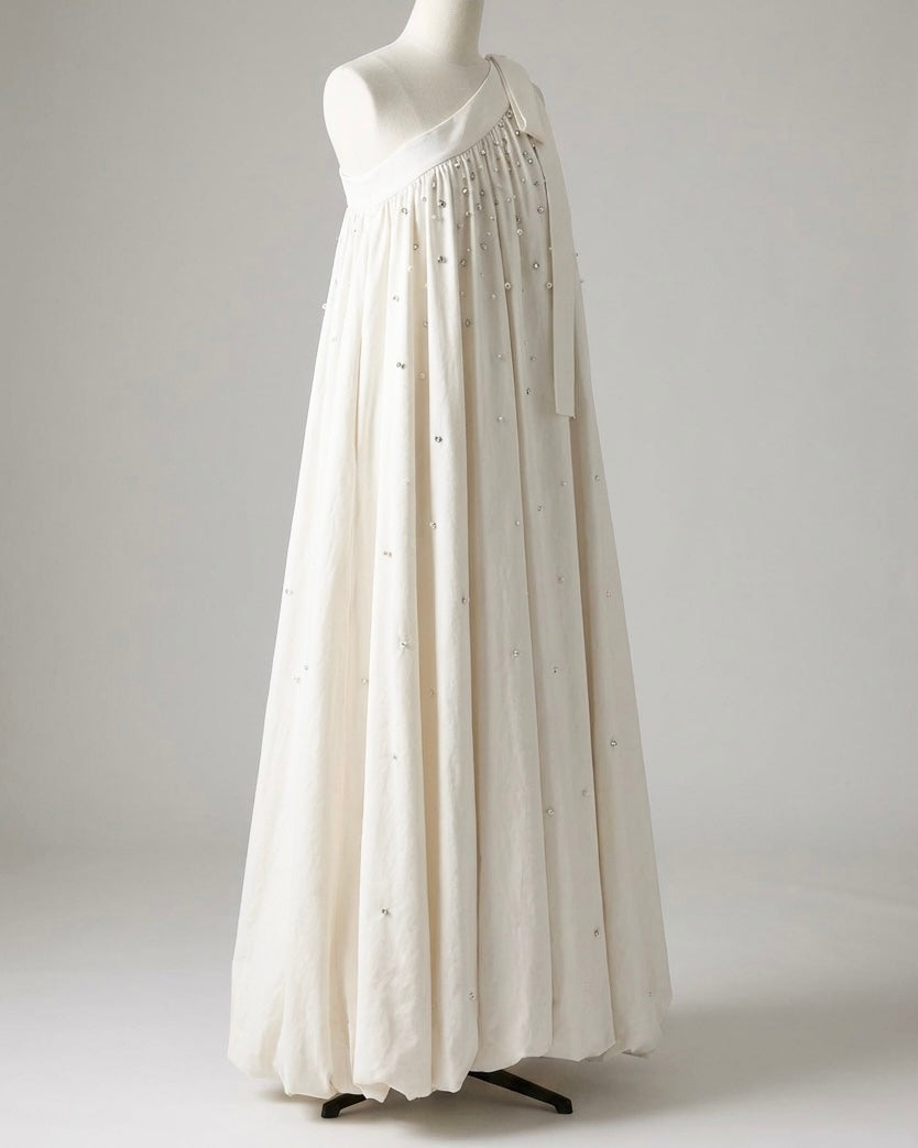 【Couture】 One-Shoulder Bijou Dress