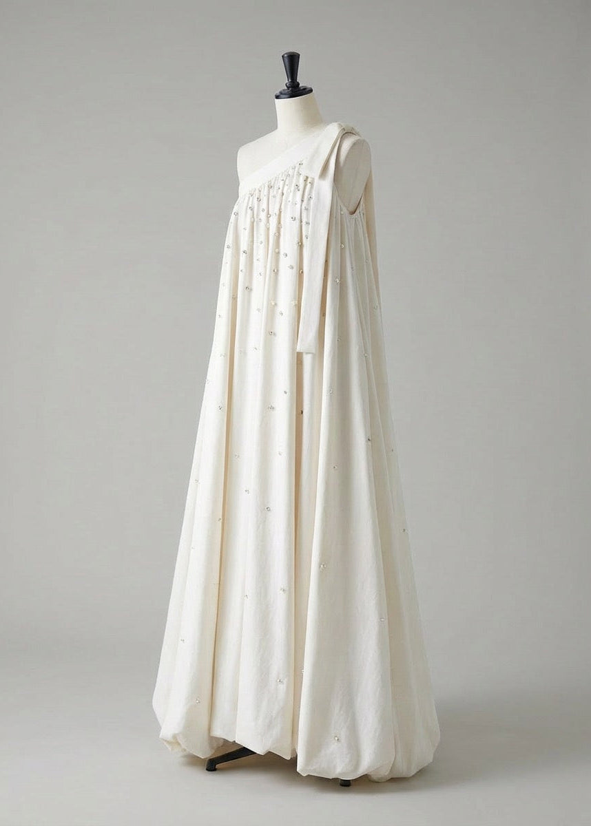 【Couture】 One-Shoulder Bijou Dress