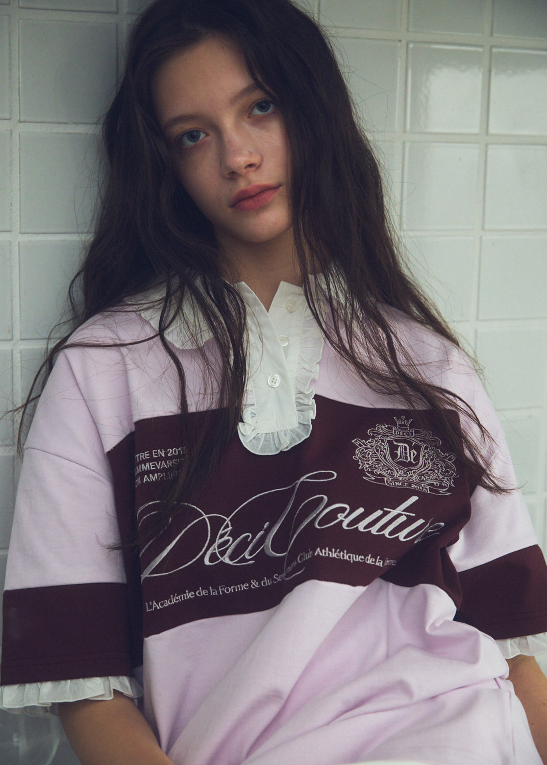 Logo Embroidery Two-Tone Rugby Shirt