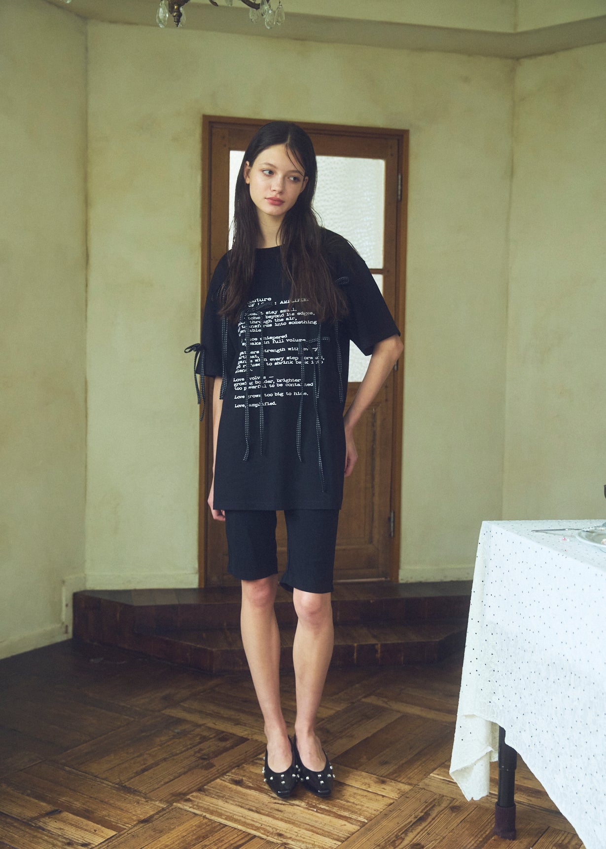 Dot Ribbon Print T-Shirt
