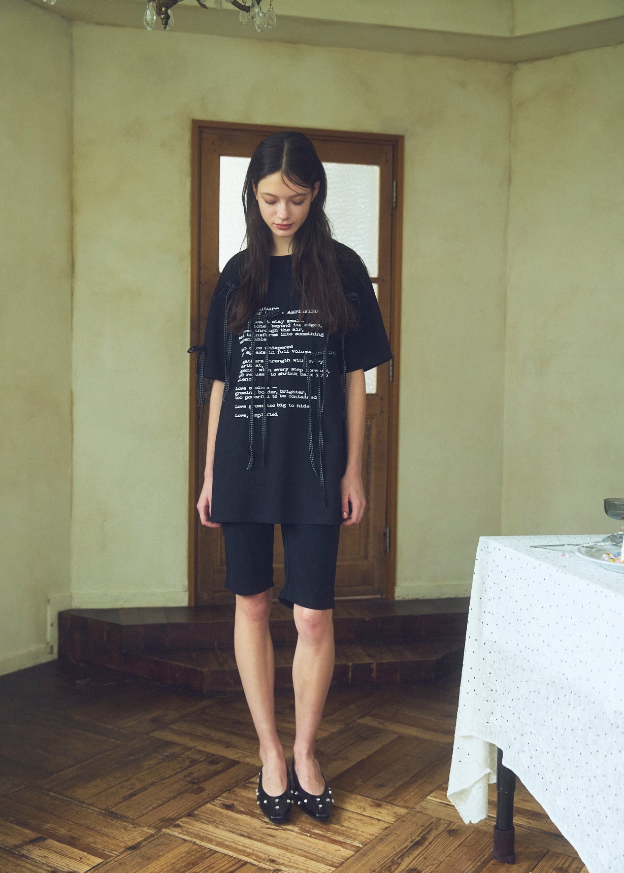 Dot Ribbon Print T-Shirt
