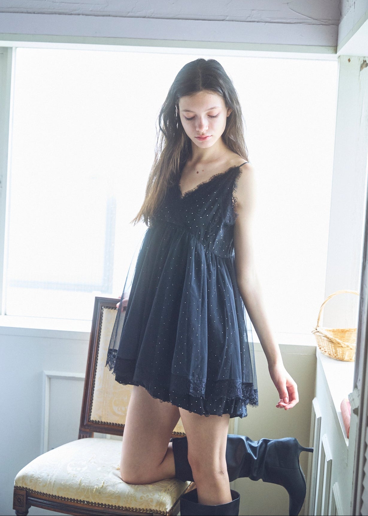 Stone Damage Balloon Dress