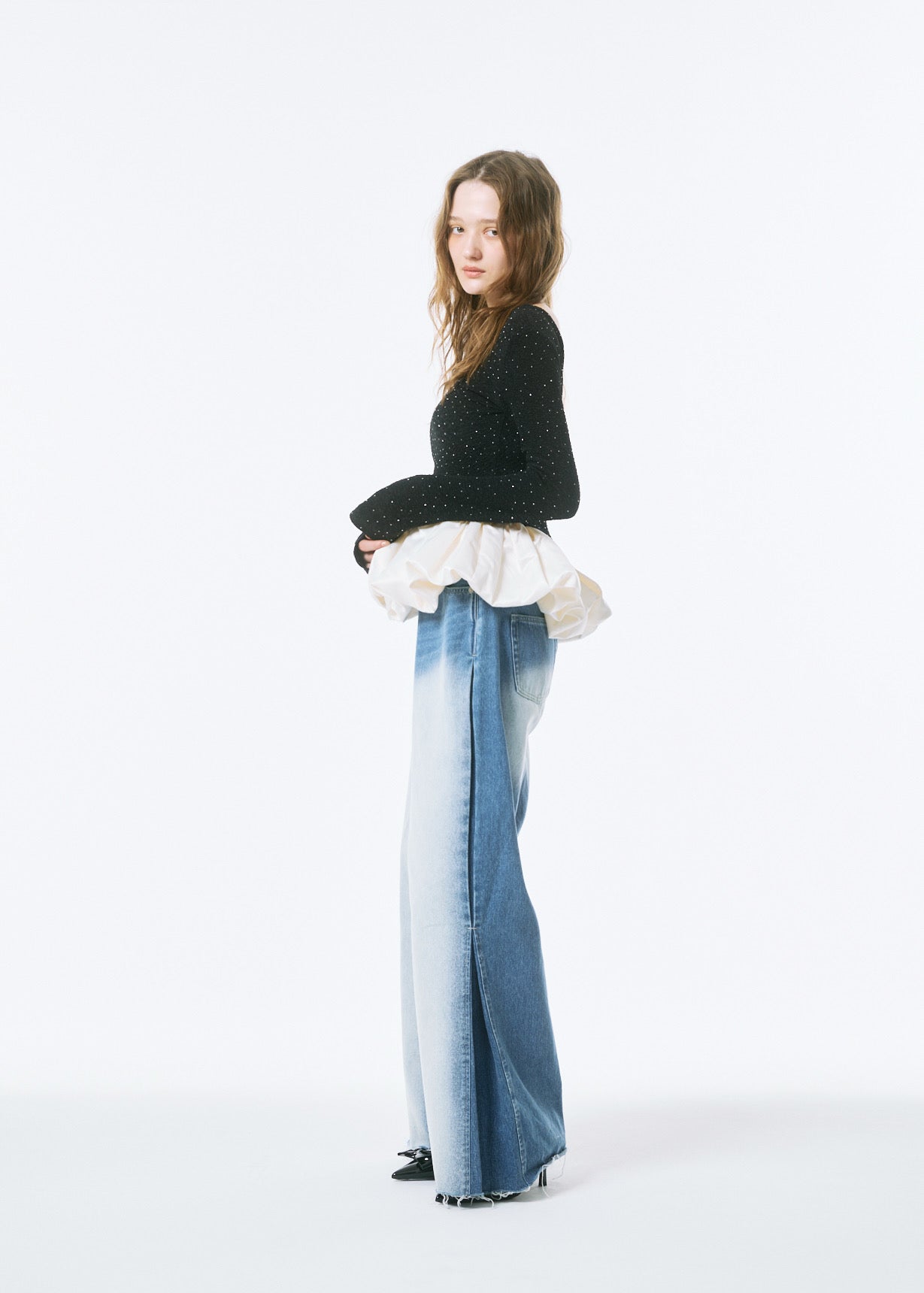 Side-Tuck Wide Denim