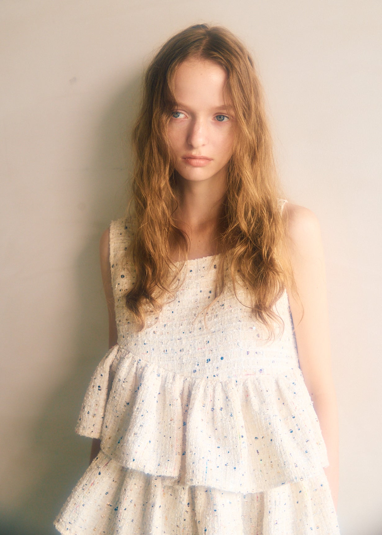 Fancy Tweed Frill Top