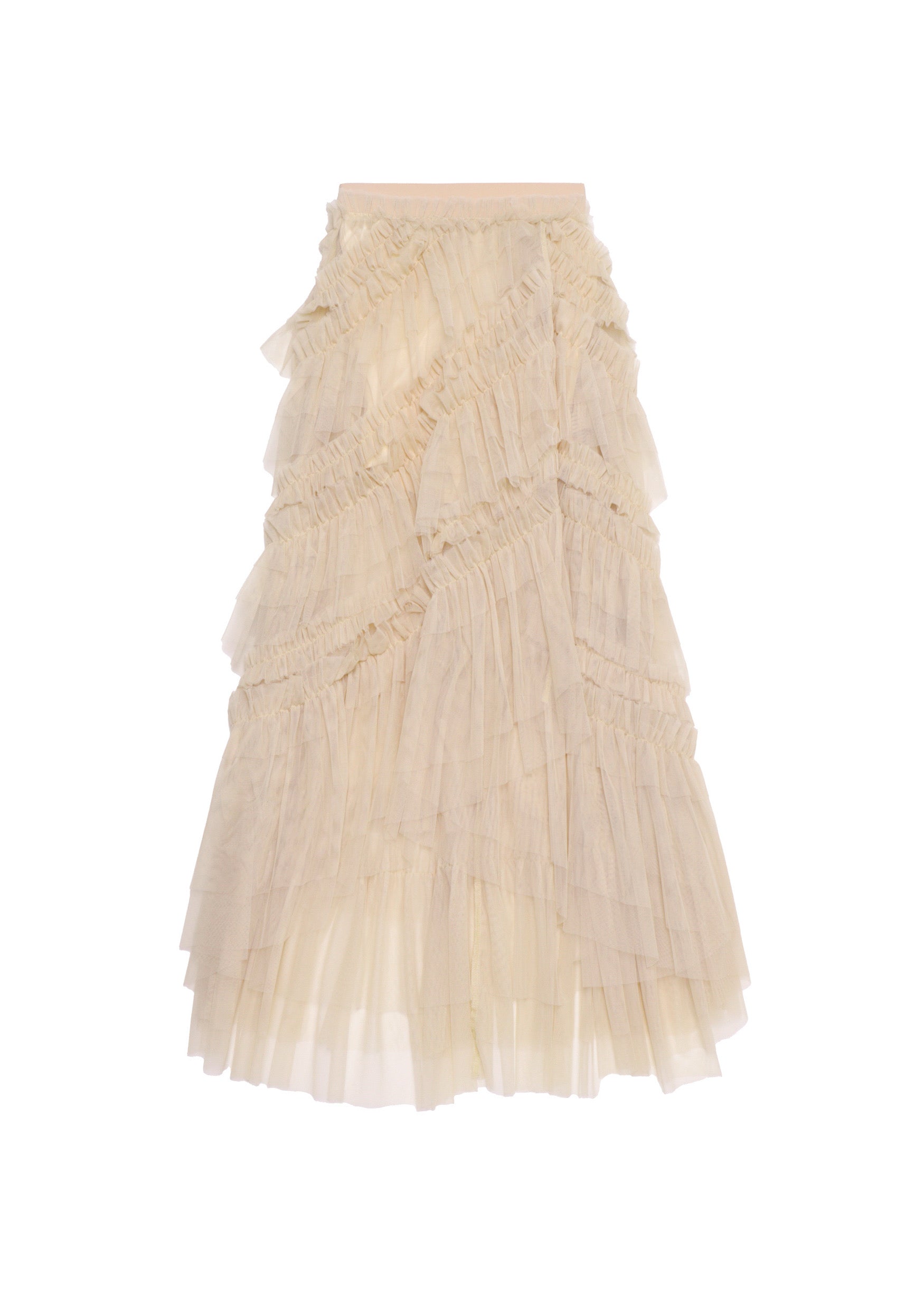 Slit Frilled Tulle Skirt