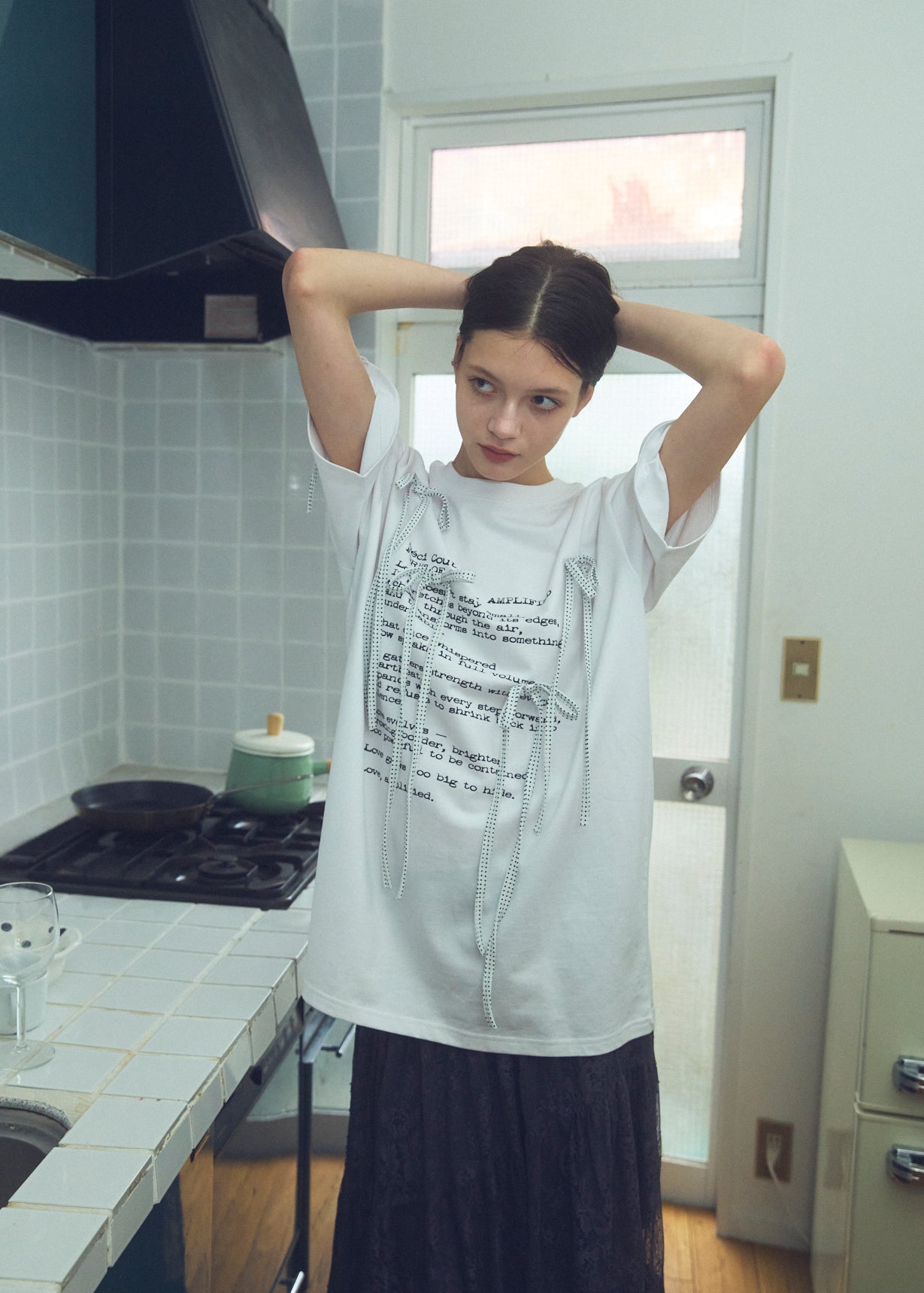 Dot Ribbon Print T-Shirt