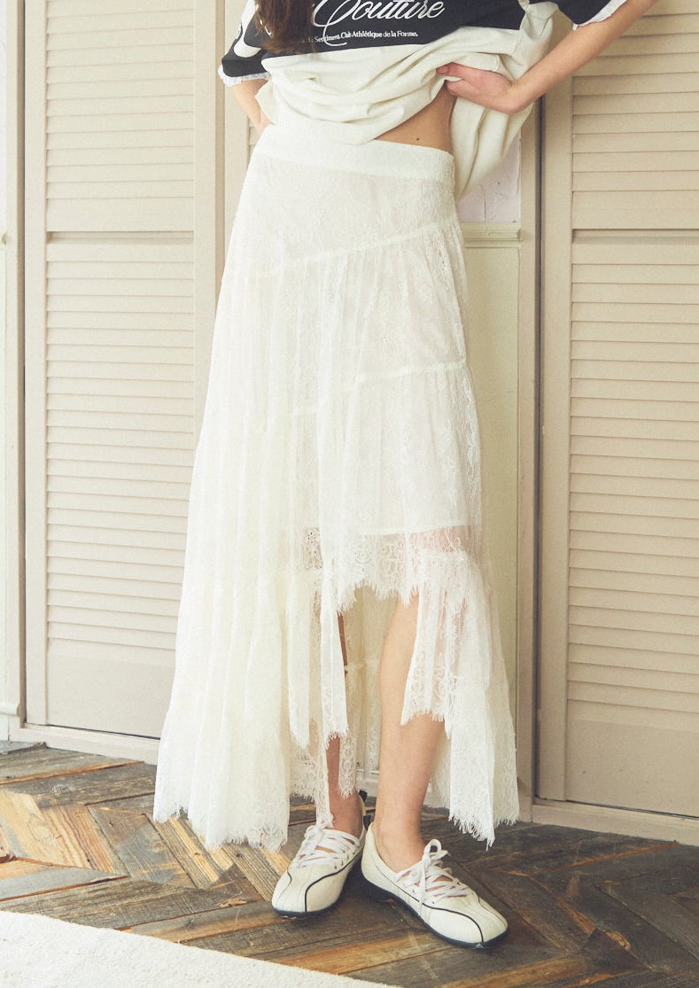 Asymmetric Lace Skirt