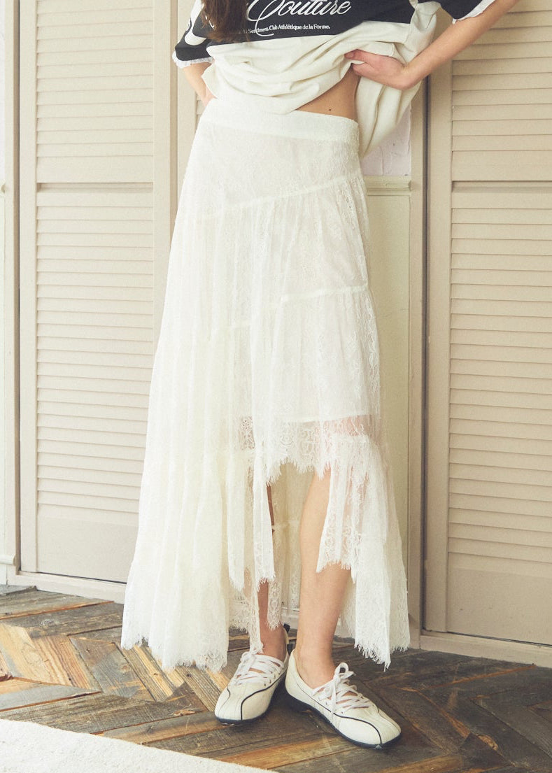 Asymmetric Lace Skirt