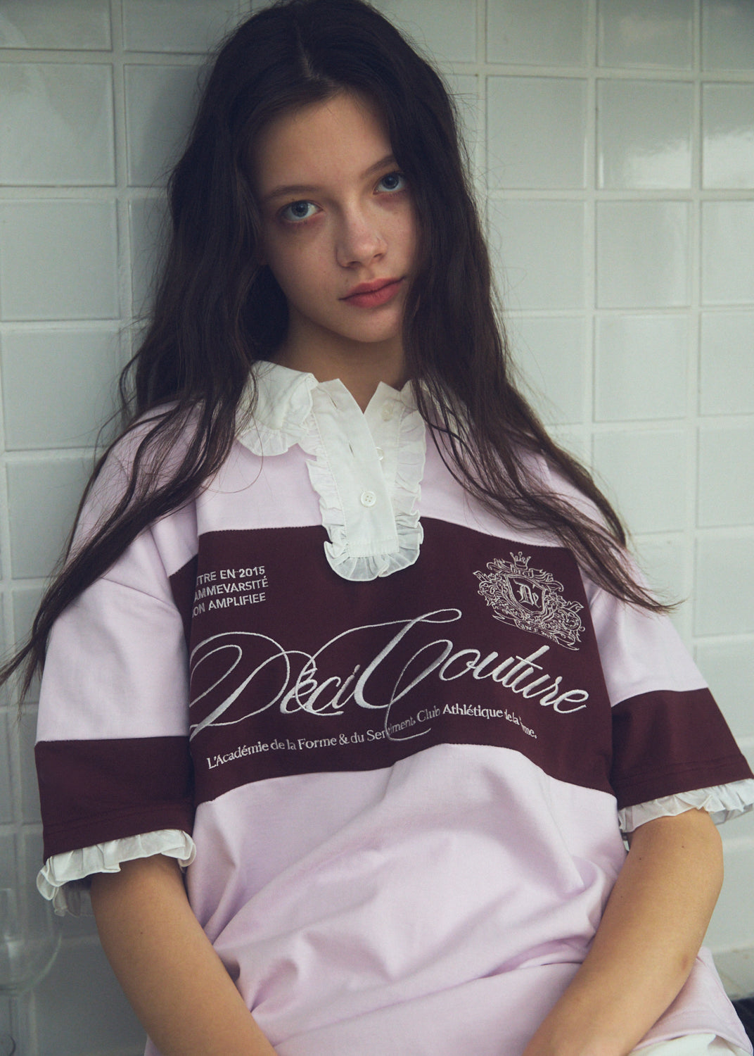 Logo Embroidery Two-Tone Rugby Shirt