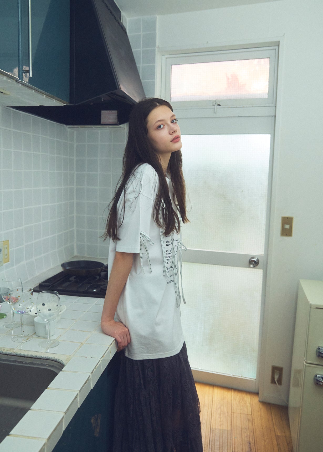 Dot Ribbon Print T-Shirt