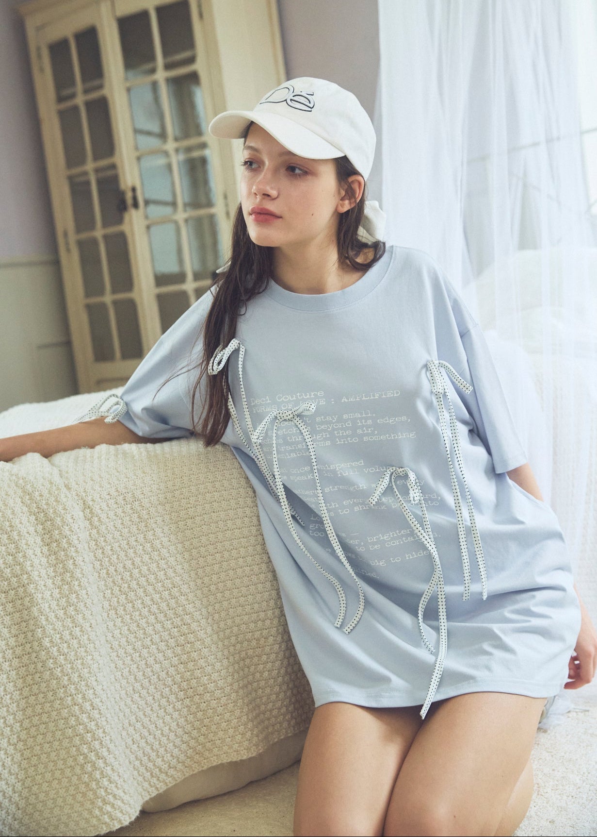 Dot Ribbon Print T-Shirt