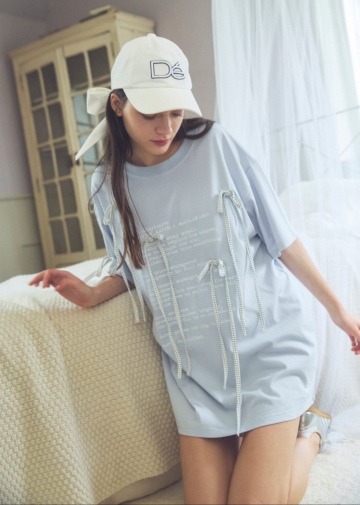 Dot Ribbon Print T-Shirt