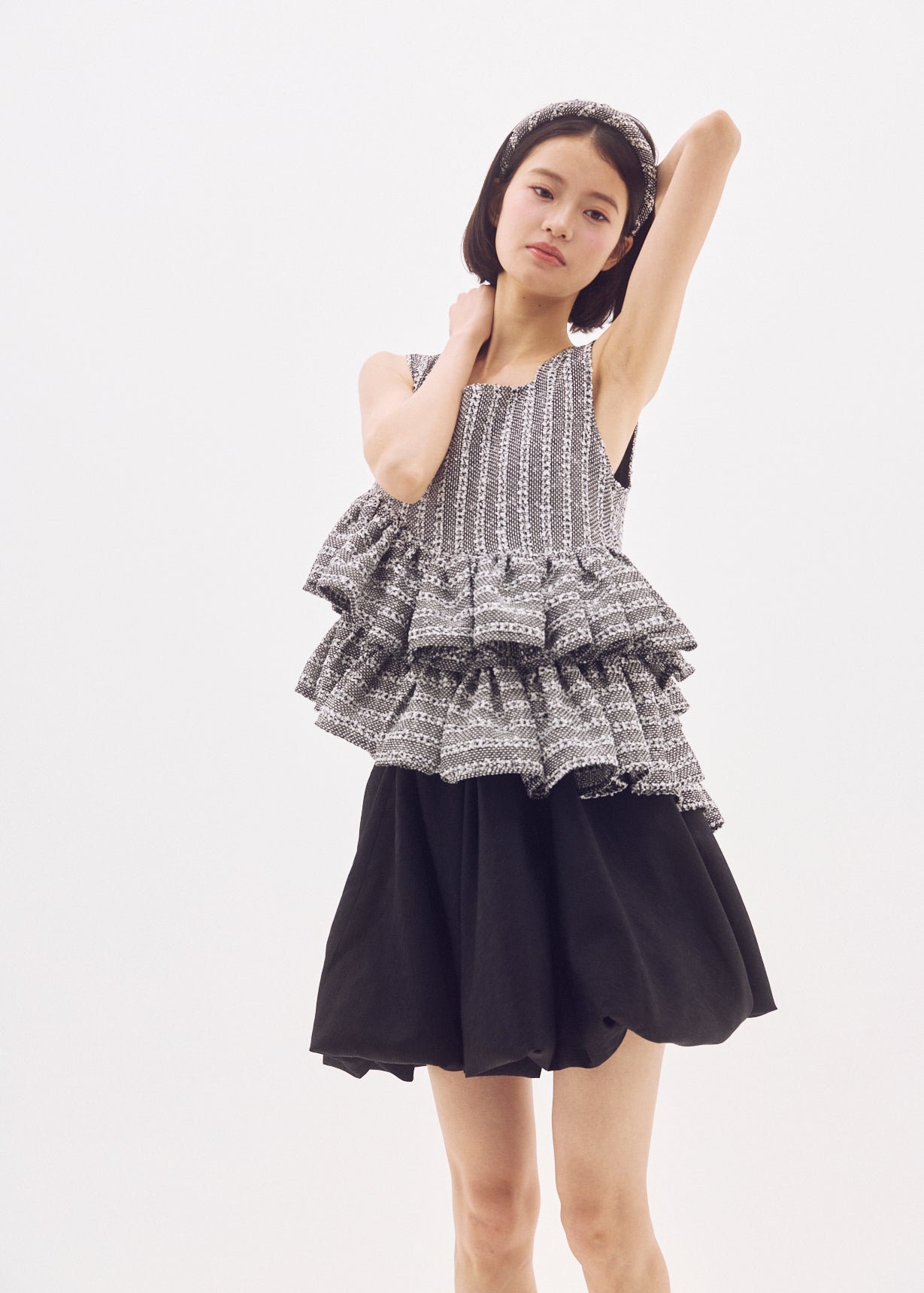 Fancy Tweed Frill Top