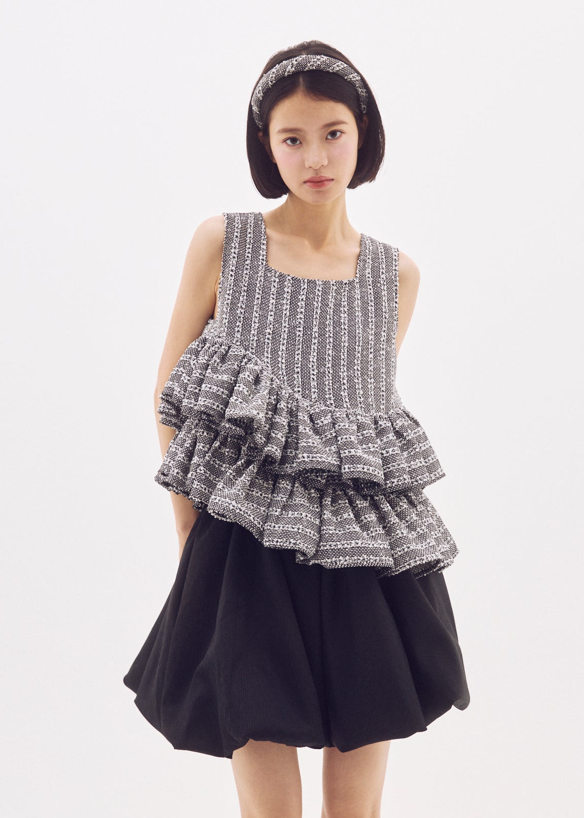 Fancy Tweed Frill Top