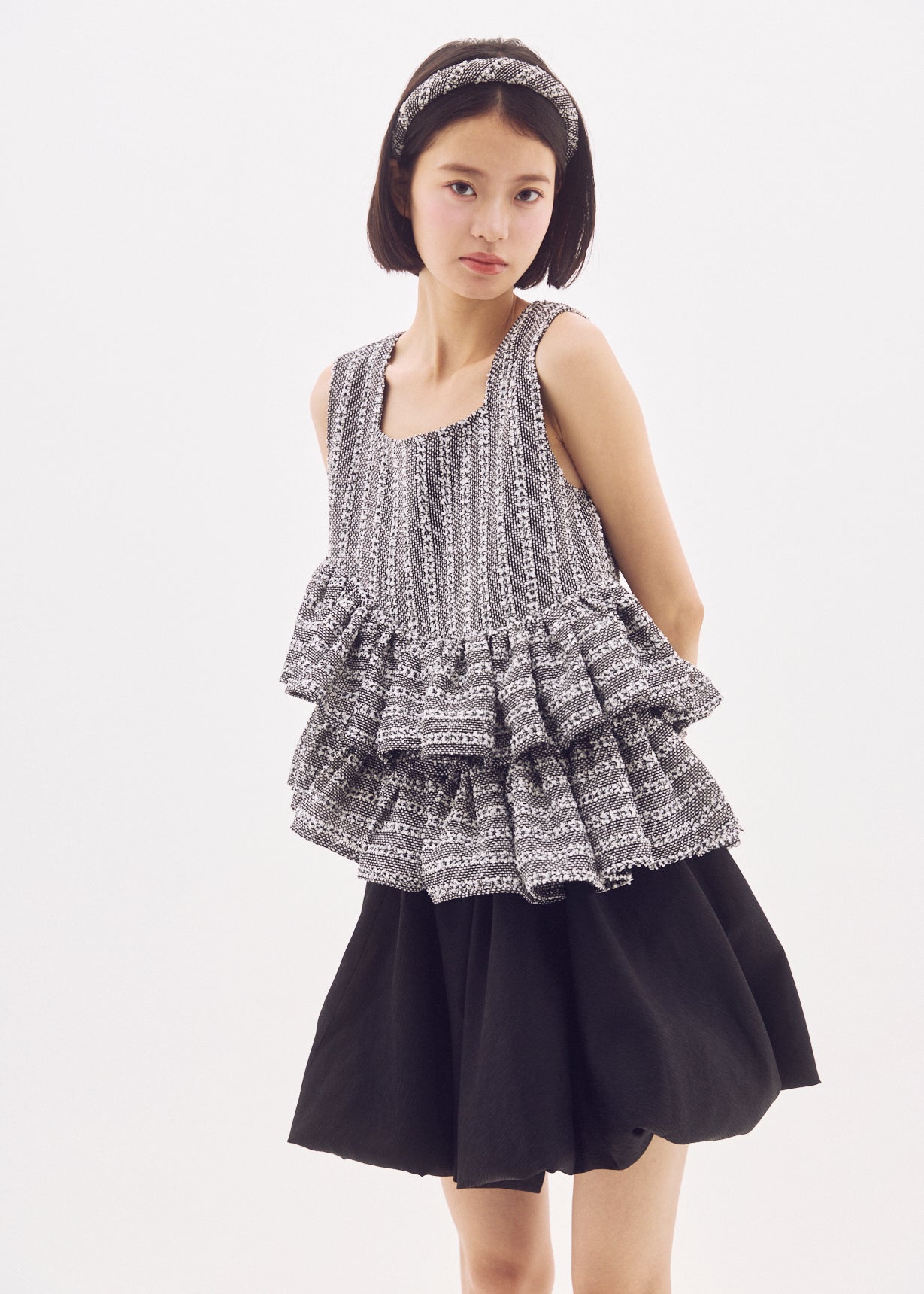 Fancy Tweed Frill Top