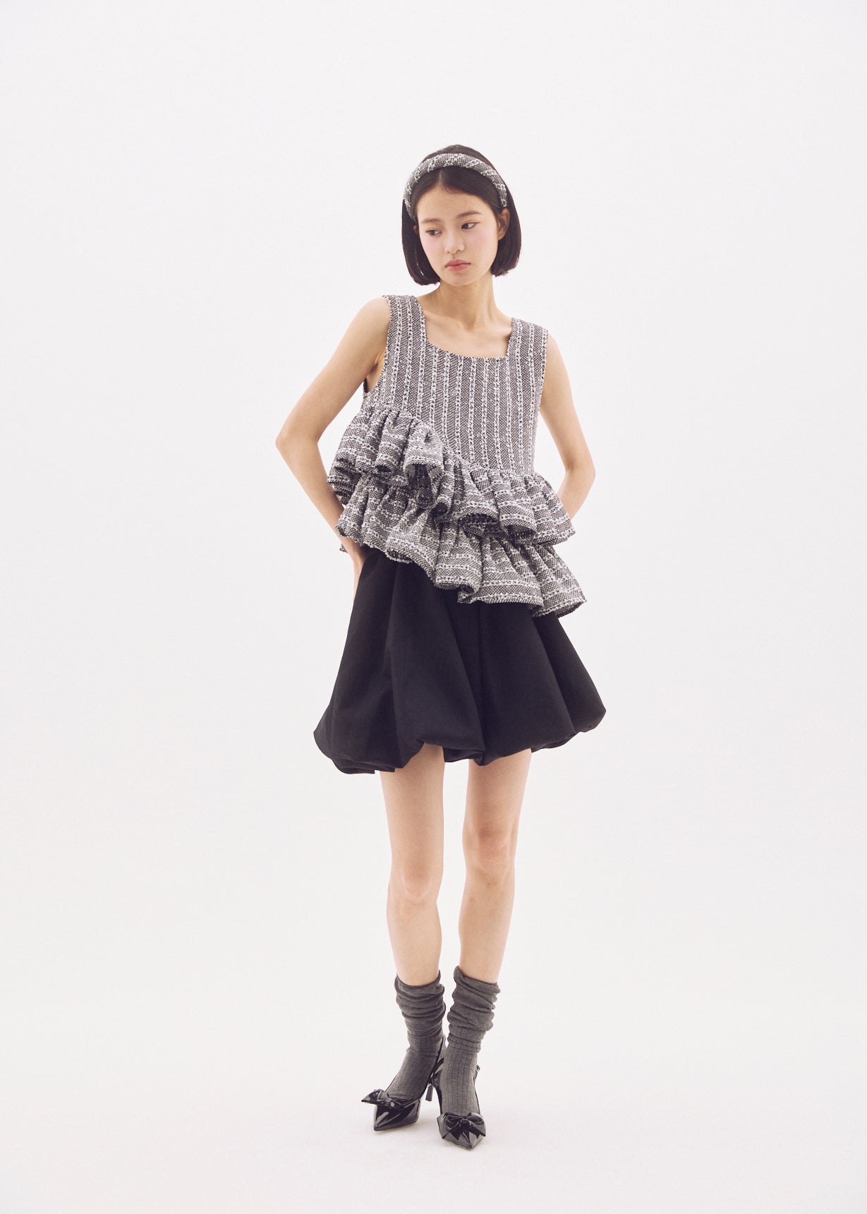 Fancy Tweed Frill Top