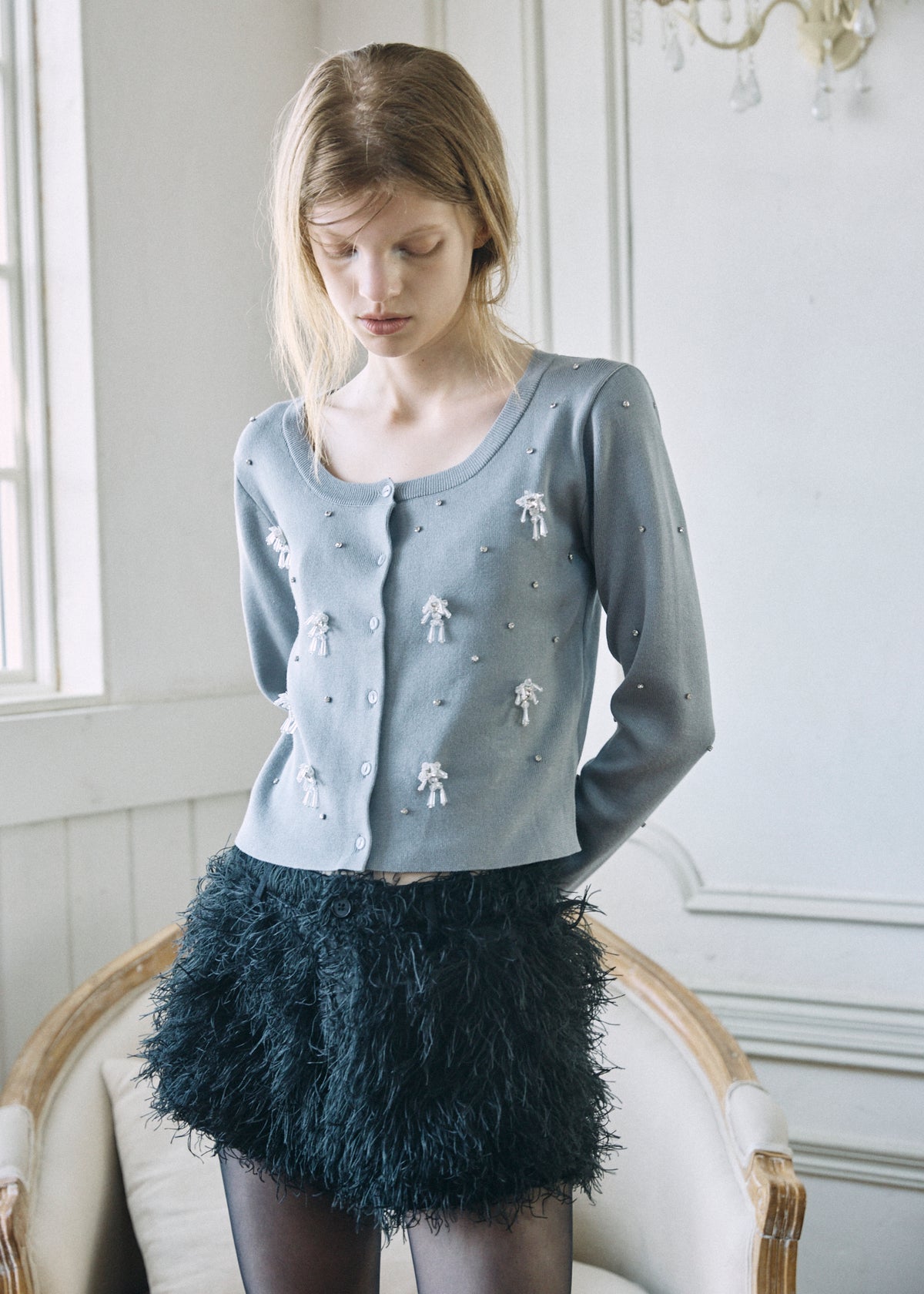 【予約商品】Beaded Bijou Knit Cardigan