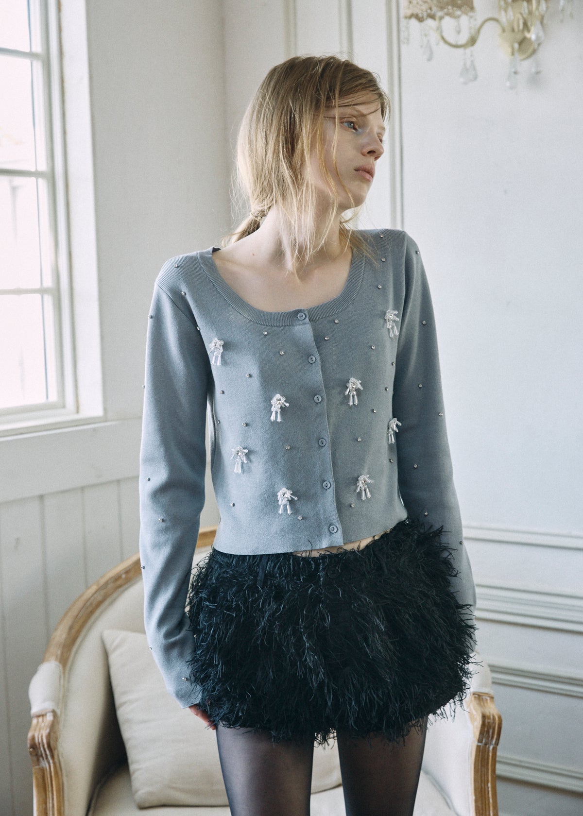 【予約商品】Beaded Bijou Knit Cardigan