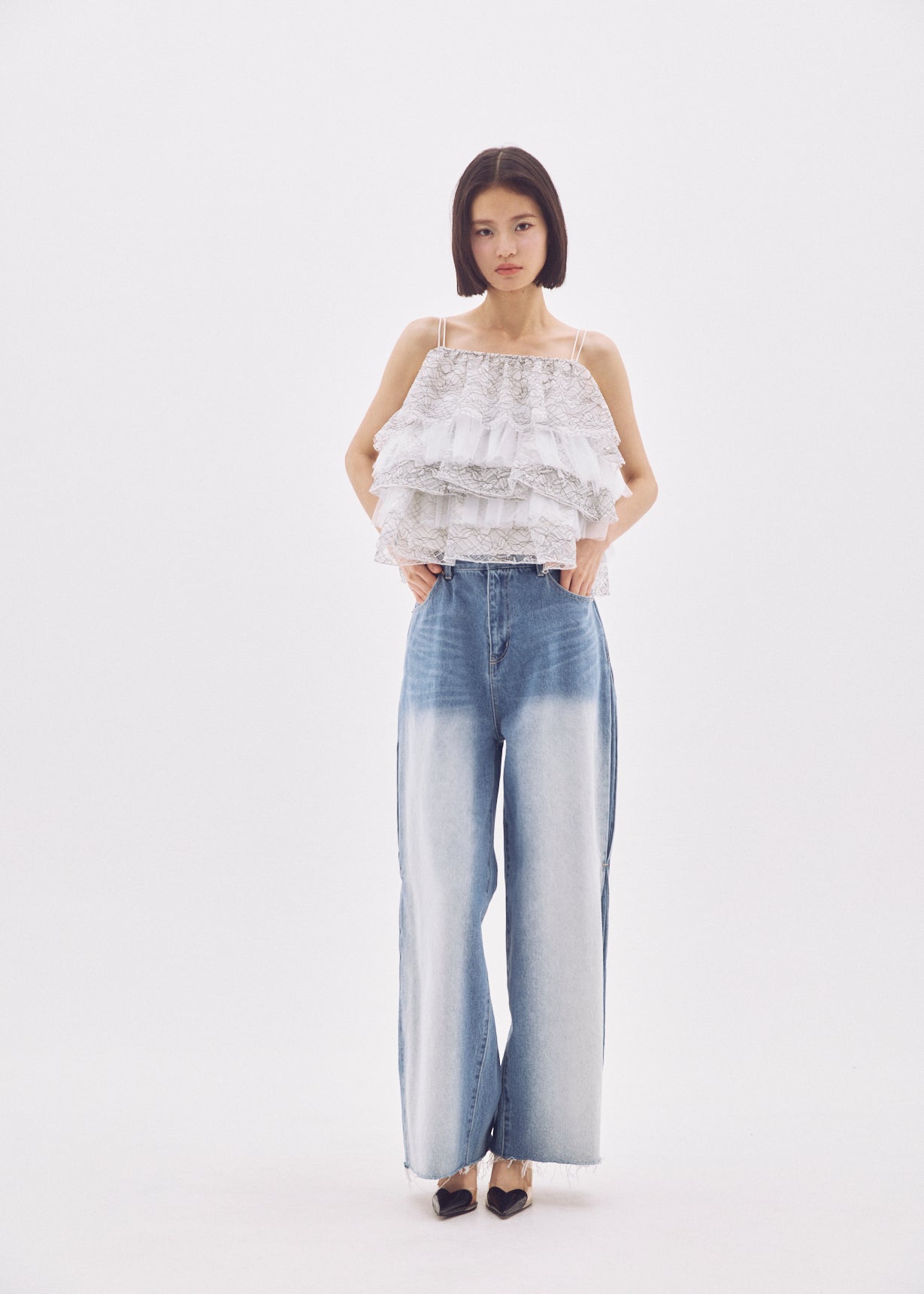 Side-Tuck Wide Denim