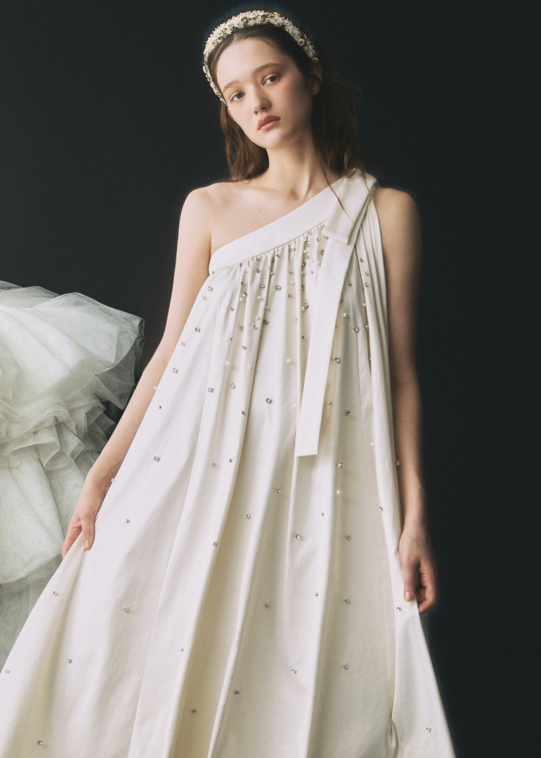 【Couture】 One-Shoulder Bijou Dress