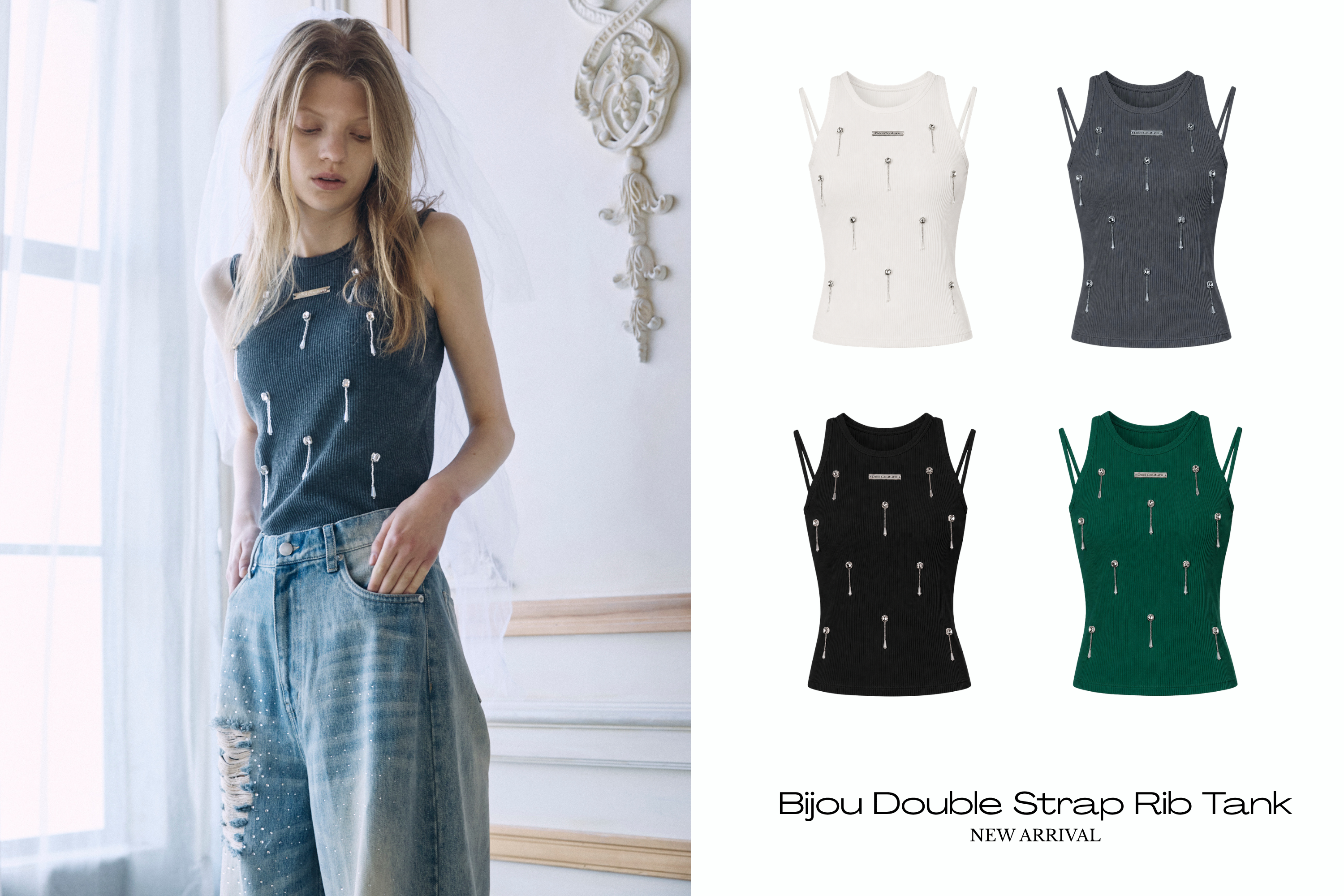 【新発売】8.20(THU) 19:00- Bijou Double Strap Rib Tank