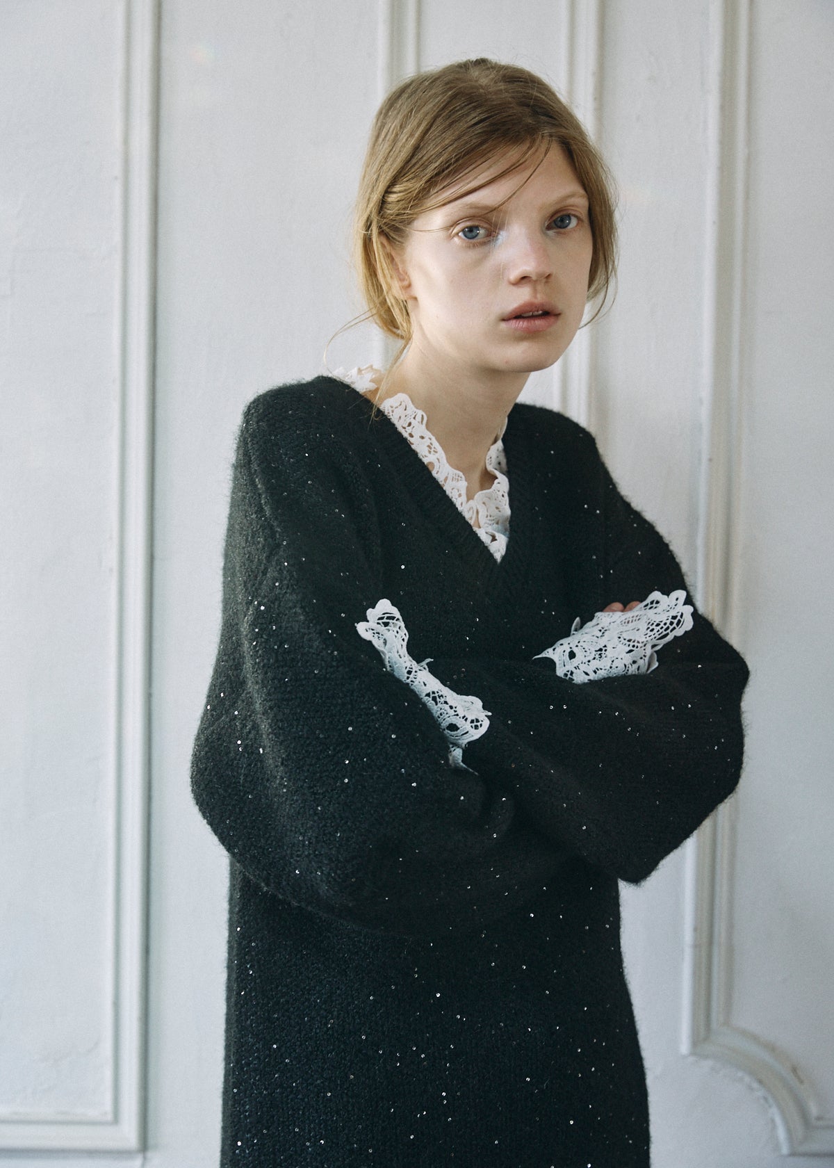 【予約商品】Lace Sparkle Oversized Knit