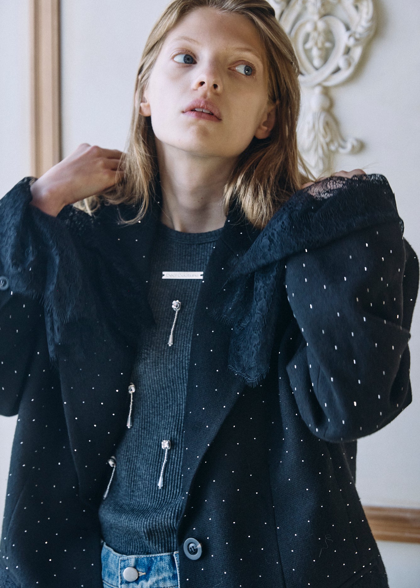 【予約商品】2WAY Bijou Lace Jacket