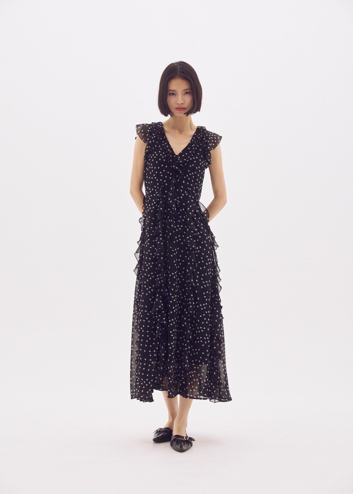 Déci Couture FLOWER RUFFLE DRESS デシクチュール Flower Ruffle Dress