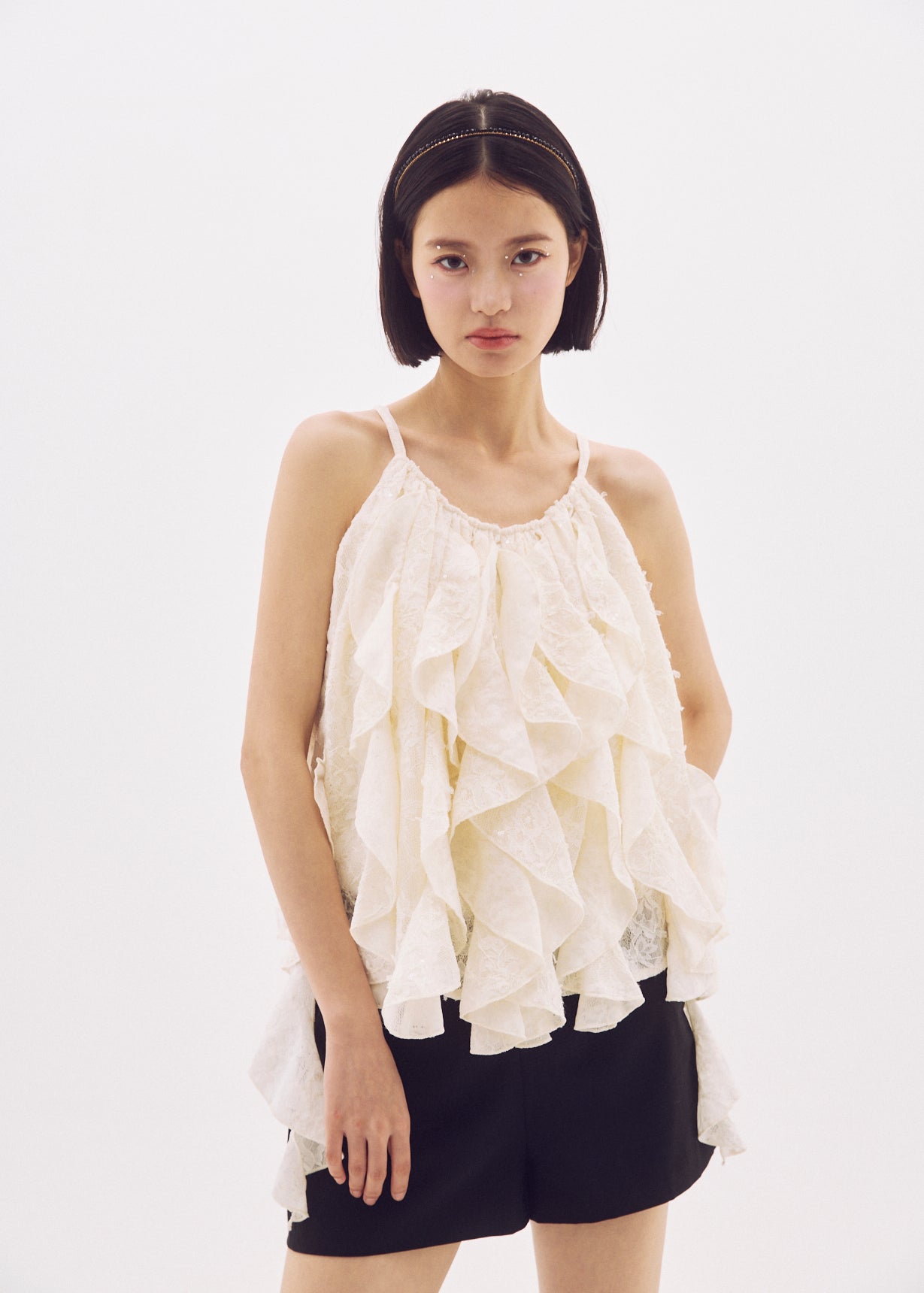 Spangle Lace Ruffle Top