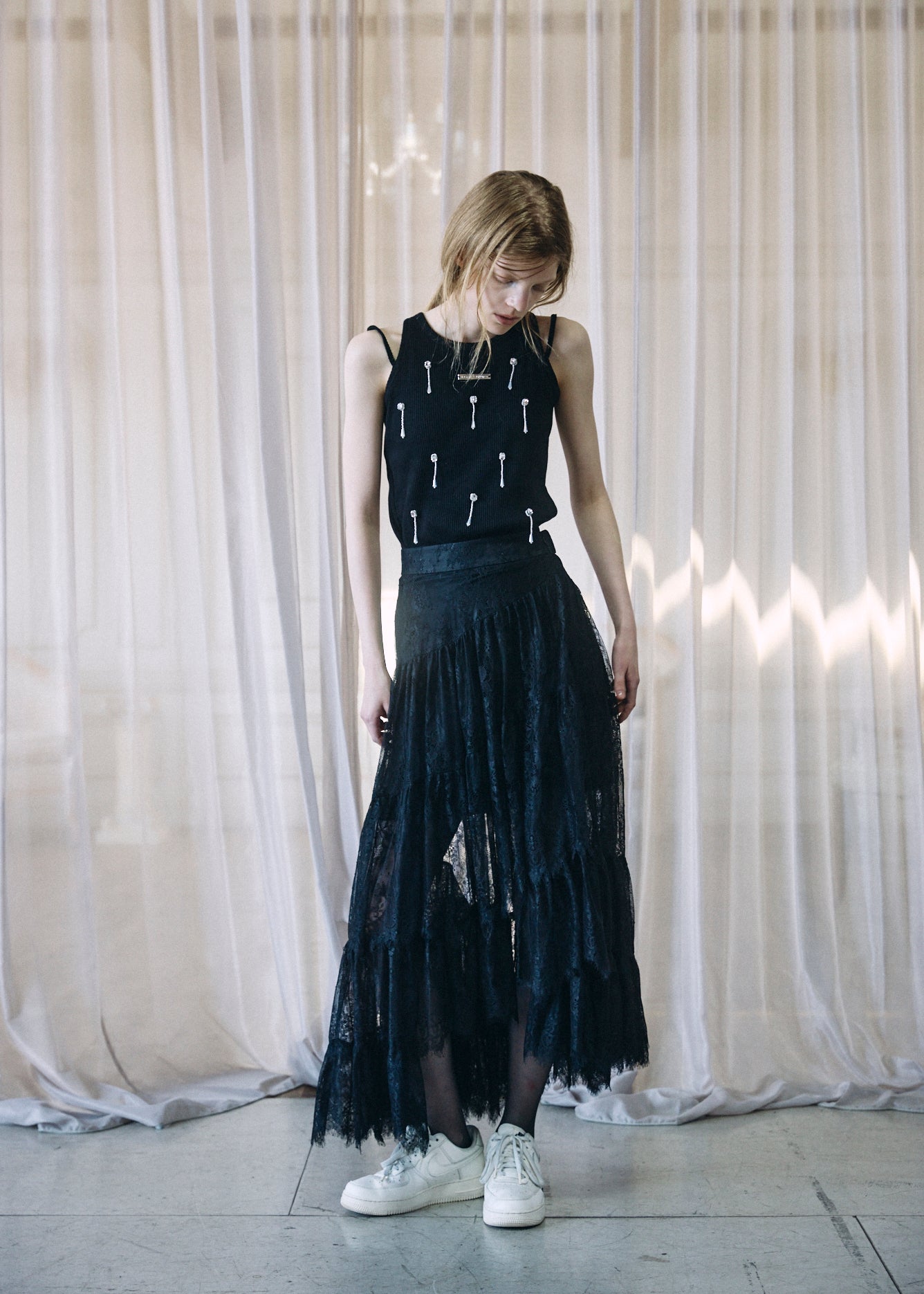 Asymmetric Lace Skirt