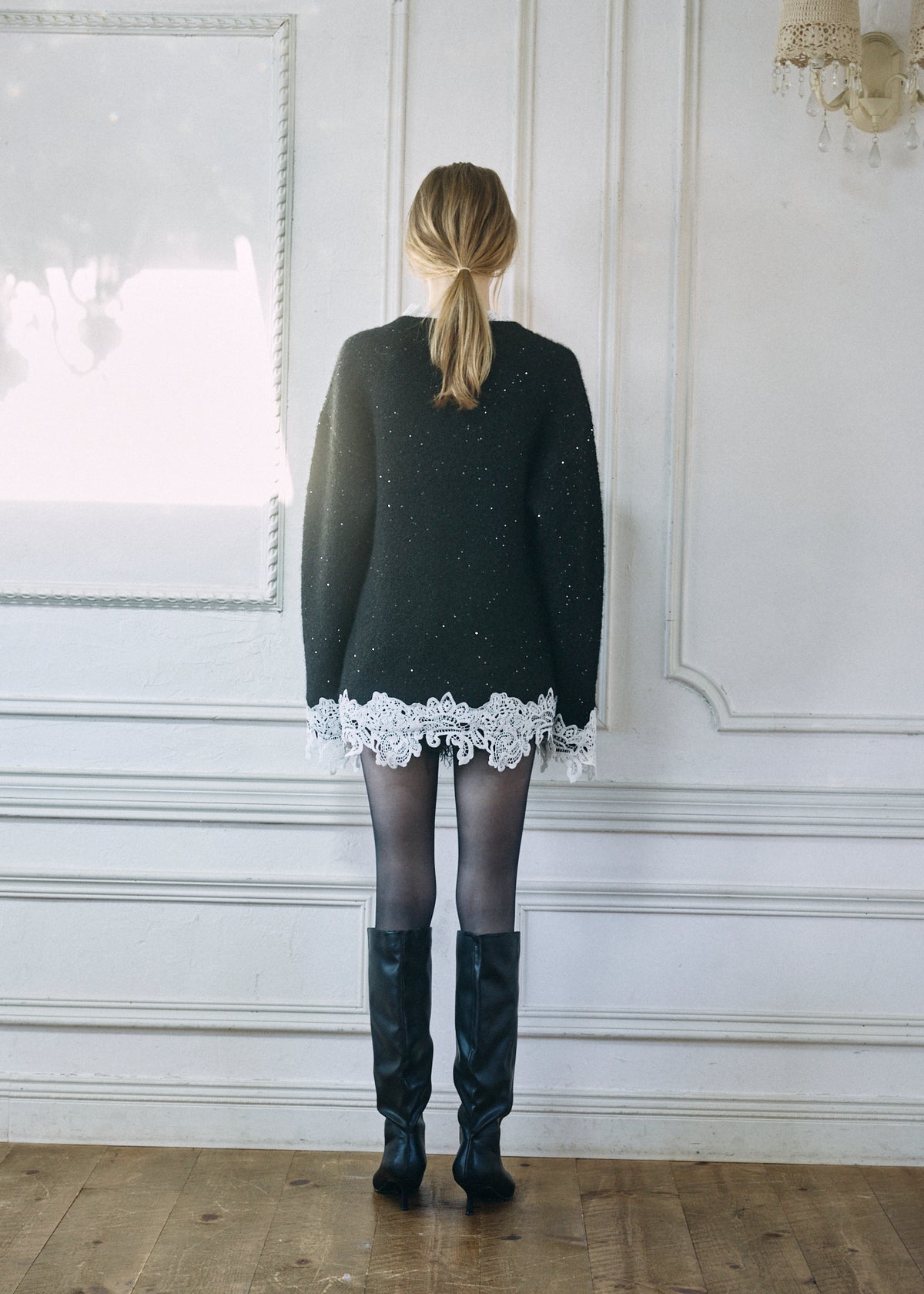 【予約商品】Lace Sparkle Oversized Knit