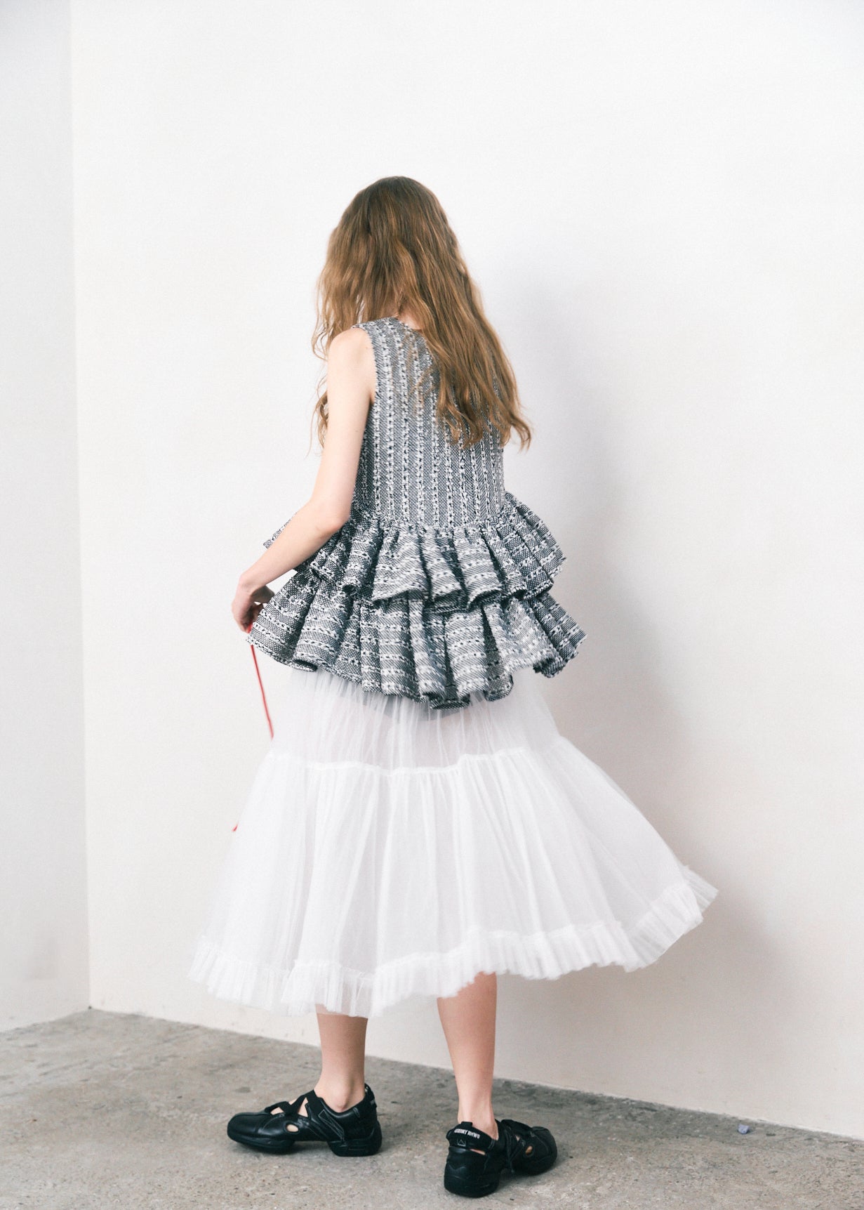 Fancy Tweed Frill Top