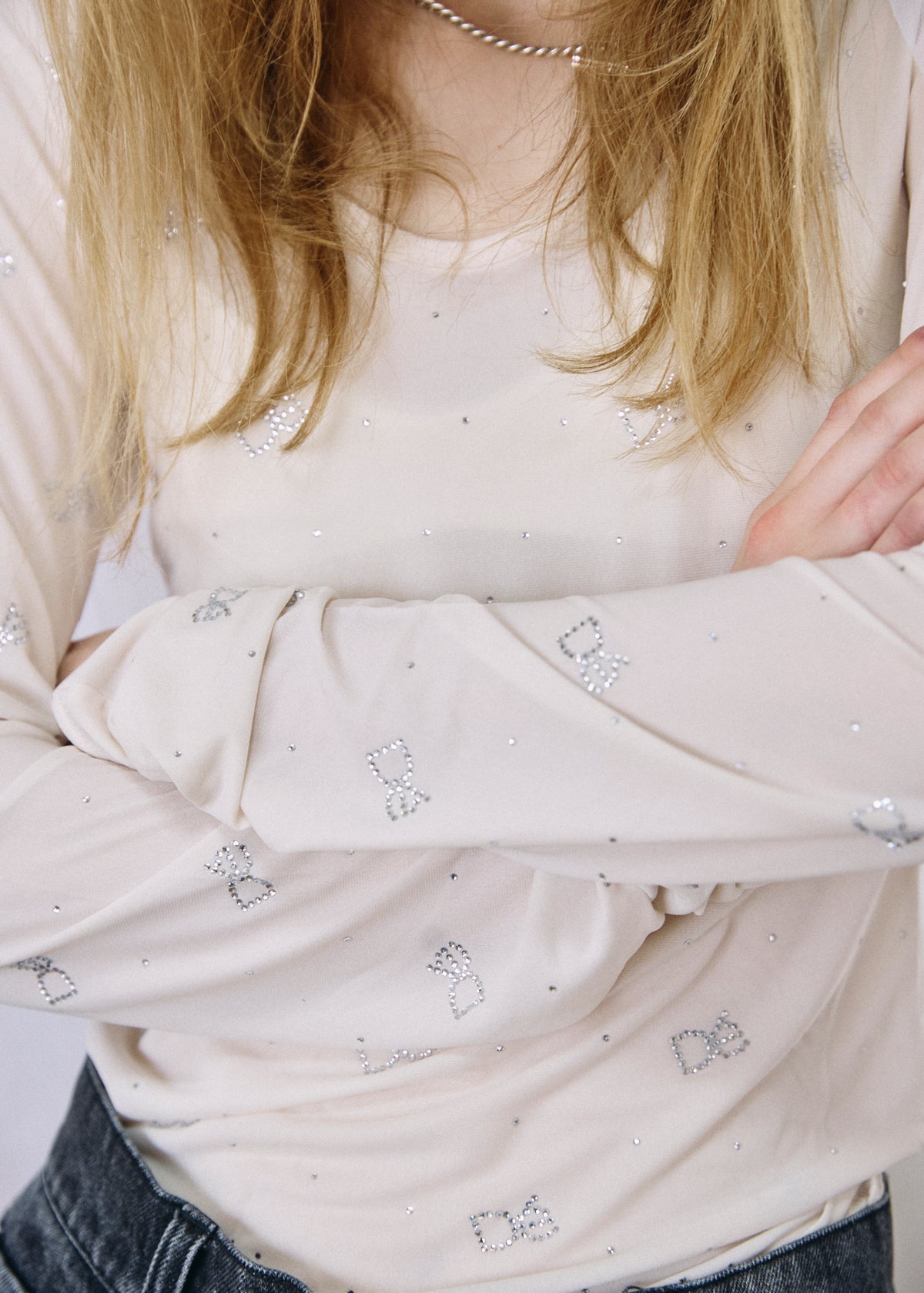 【予約商品】Crystal Logo Sheer Top