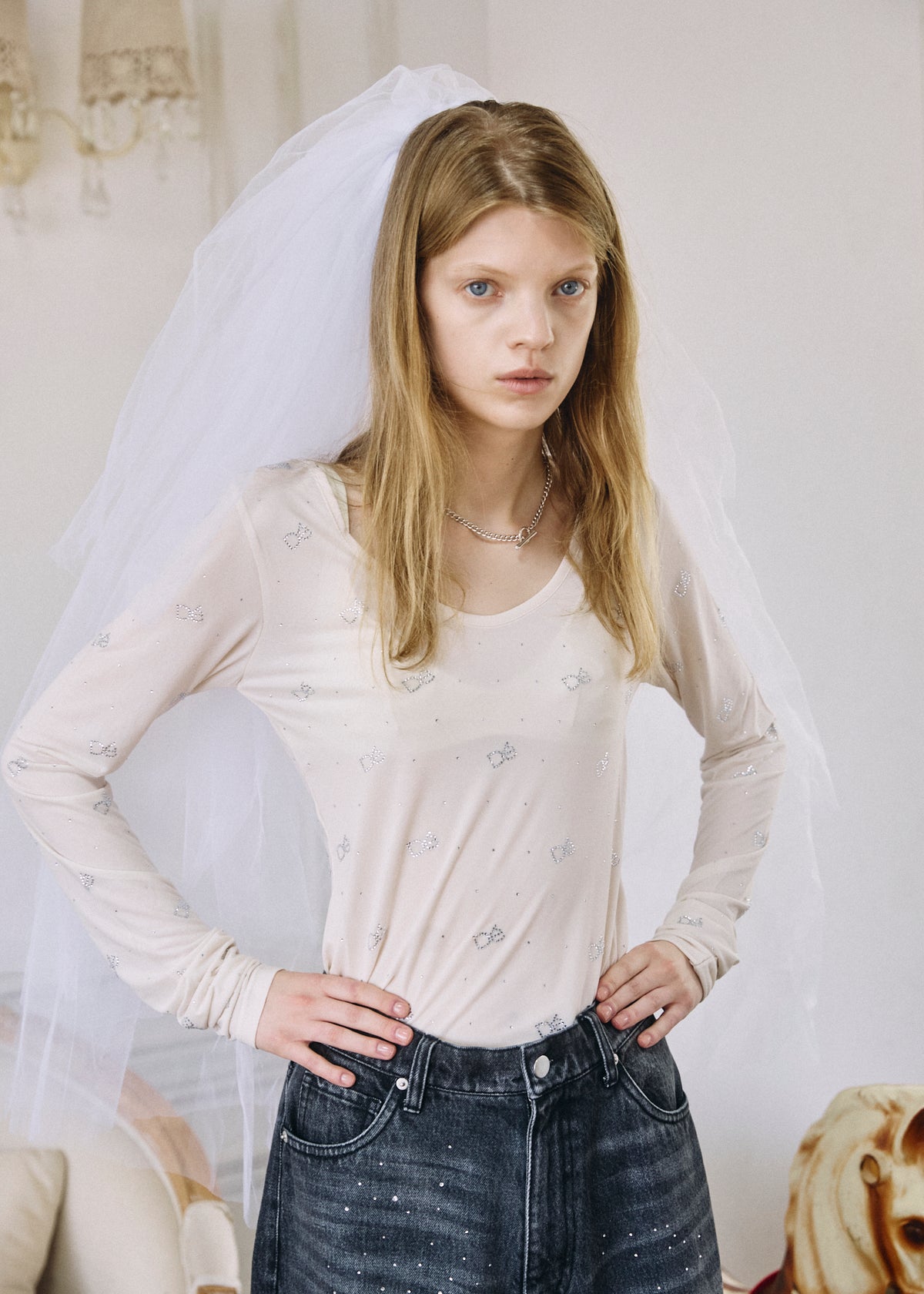 【予約商品】Crystal Logo Sheer Top