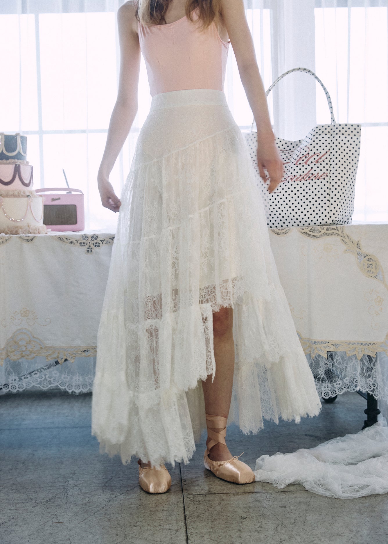 Asymmetric Lace Skirt