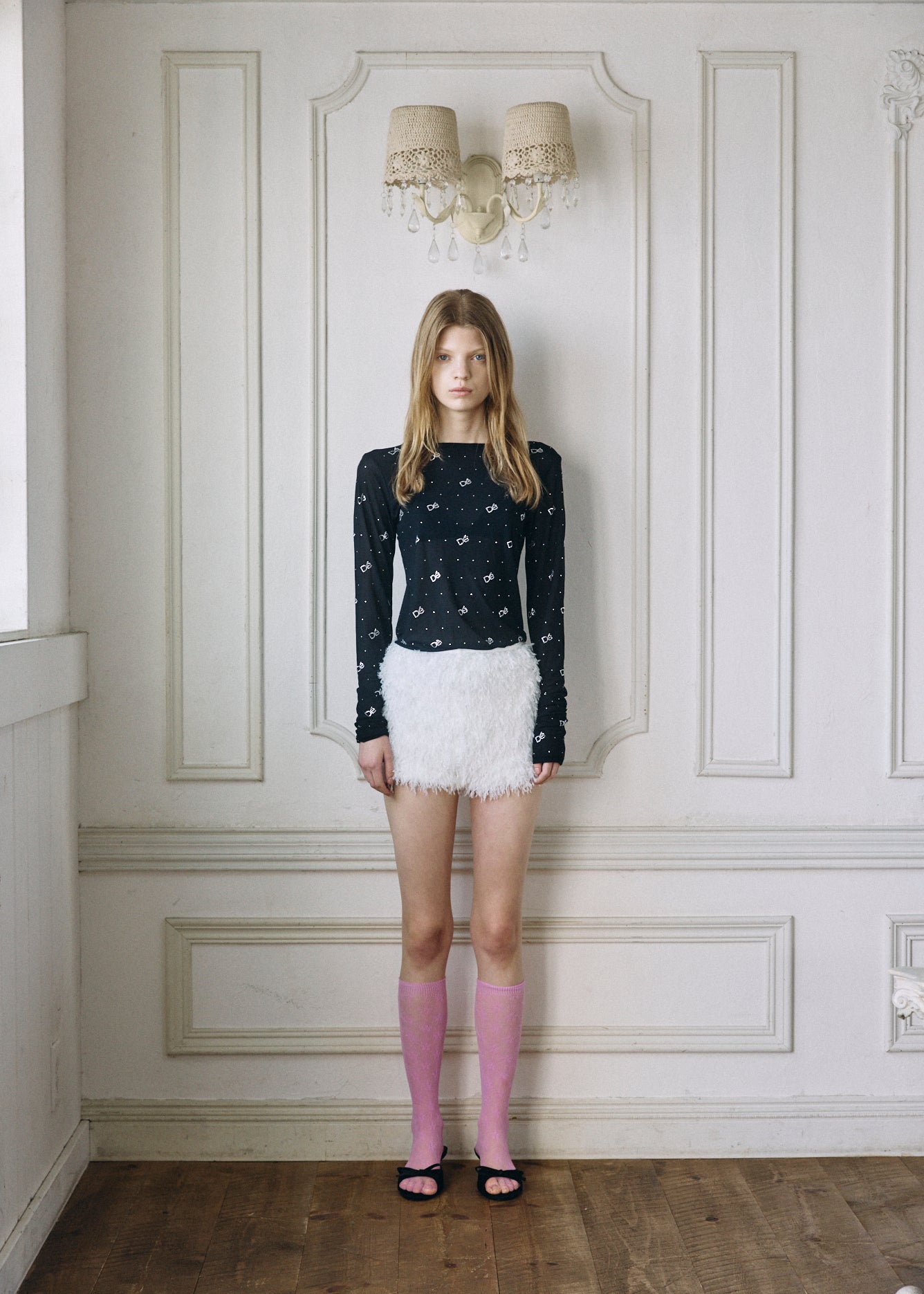 【予約商品】Crystal Logo Sheer Top