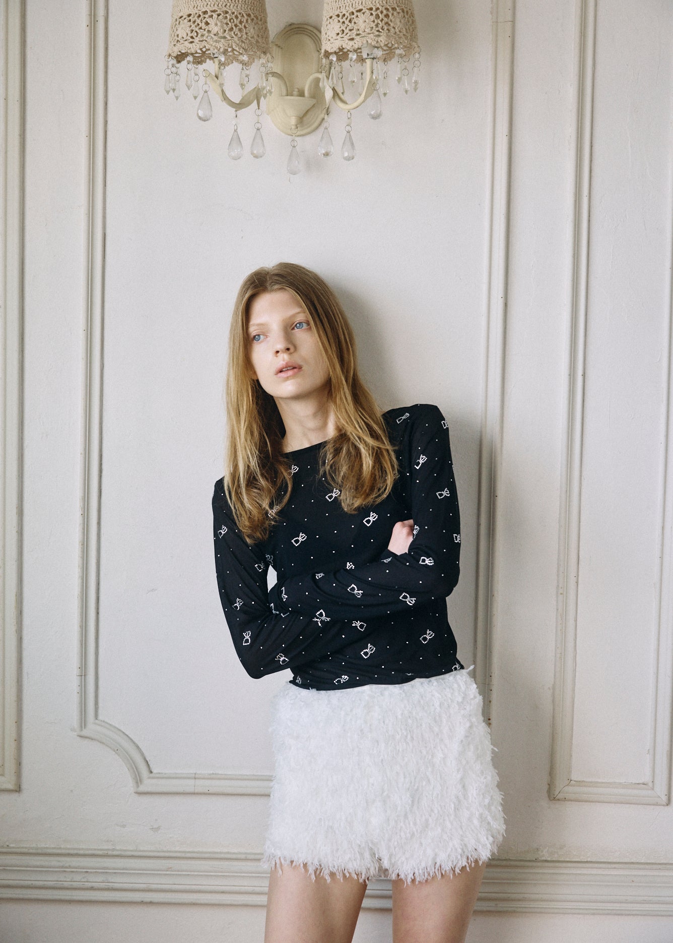 【予約商品】Crystal Logo Sheer Top