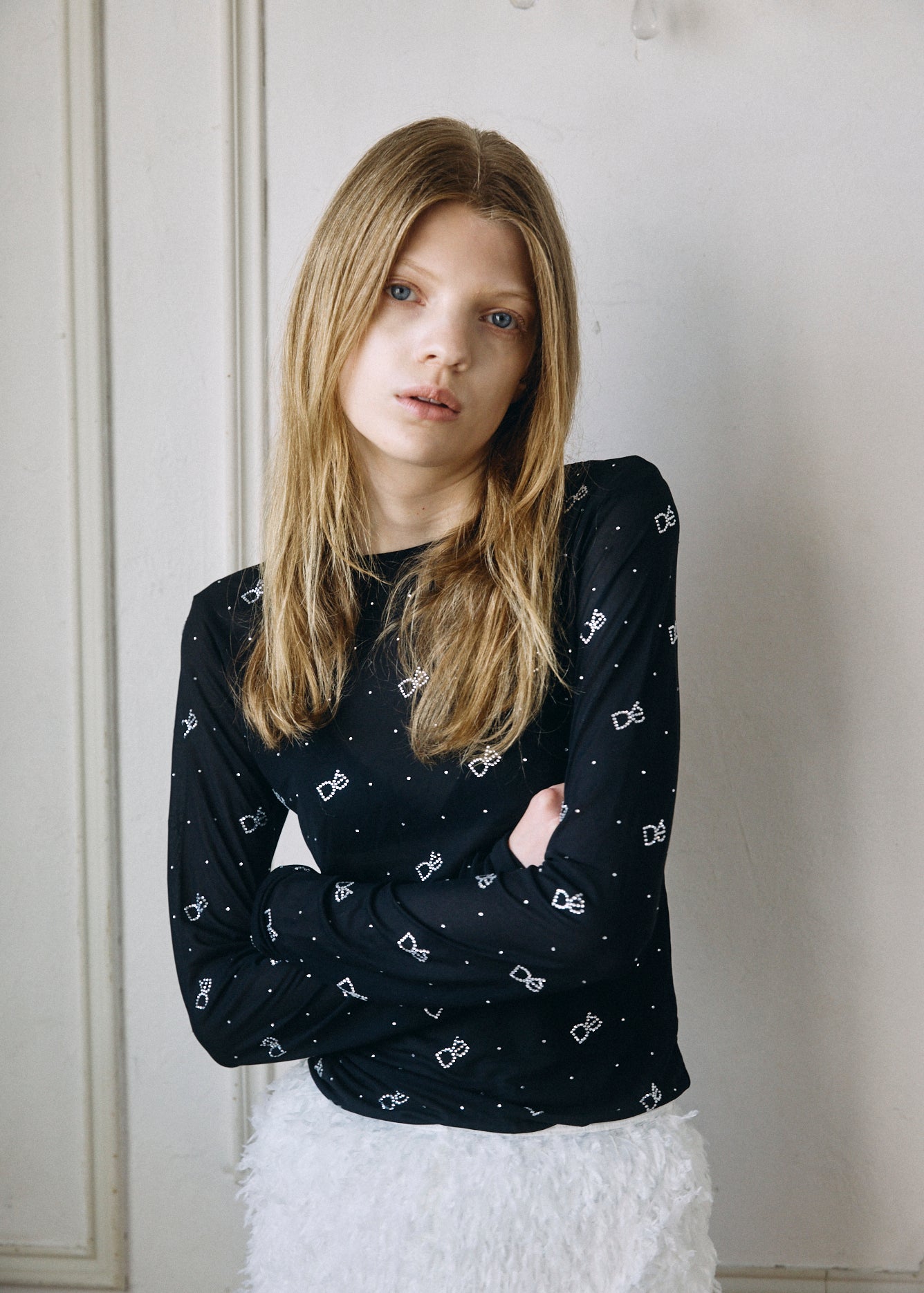 【予約商品】Crystal Logo Sheer Top
