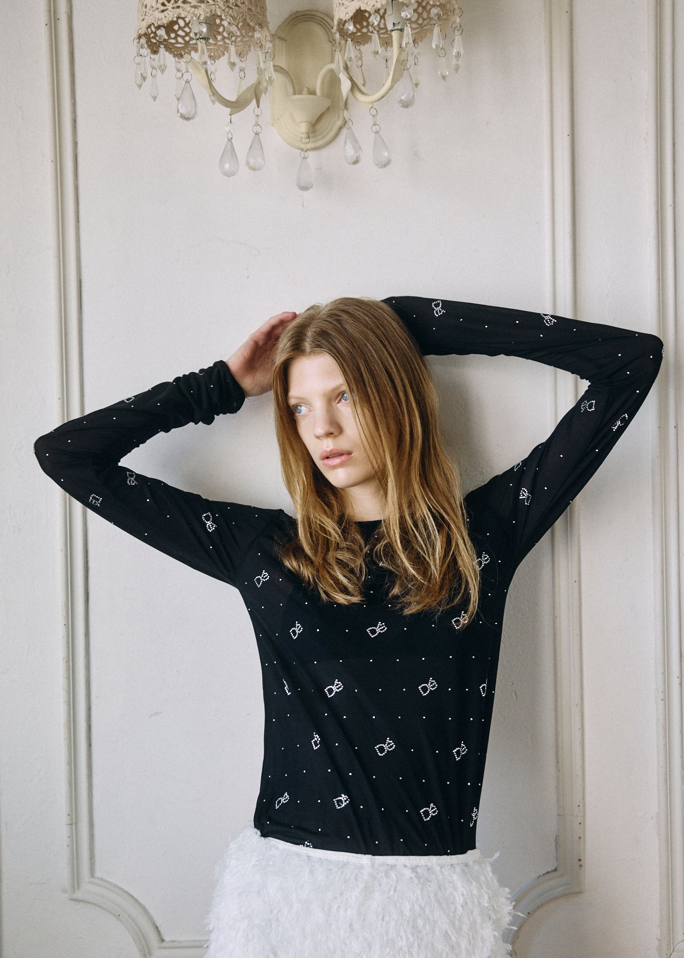 【予約商品】Crystal Logo Sheer Top